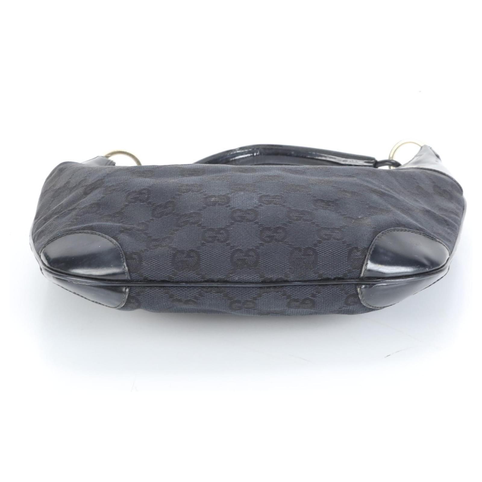 Gucci GG Canvas and Leather One-Shoulder Hobo Bag Black Cloth ref