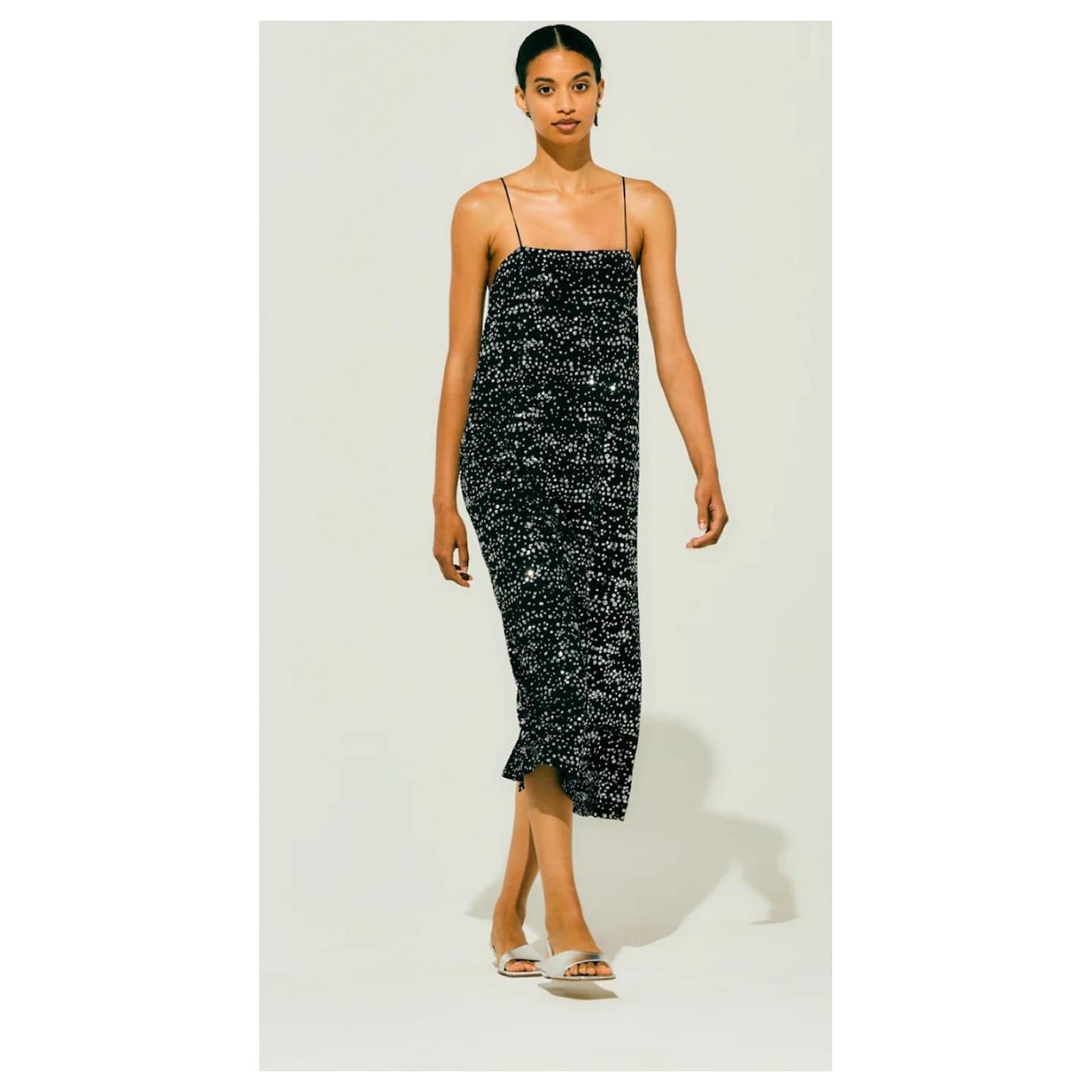 Tibi Scintilla Jersey Slip Dress Black Silvery Viscose ref.2635751 - Joli  Closet