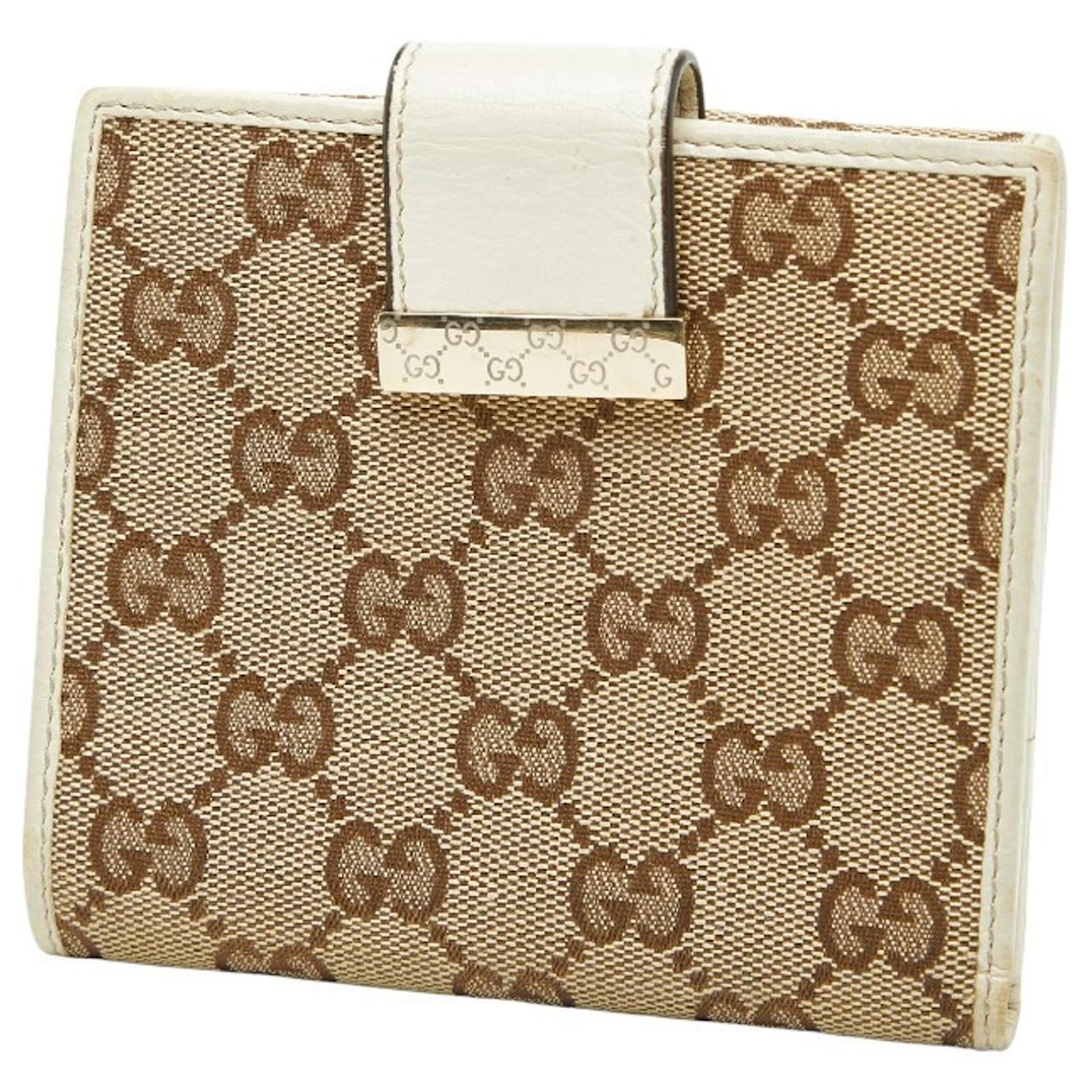 Gucci GG Canvas Bifold Wallet Beige Cream Leather Cloth ref