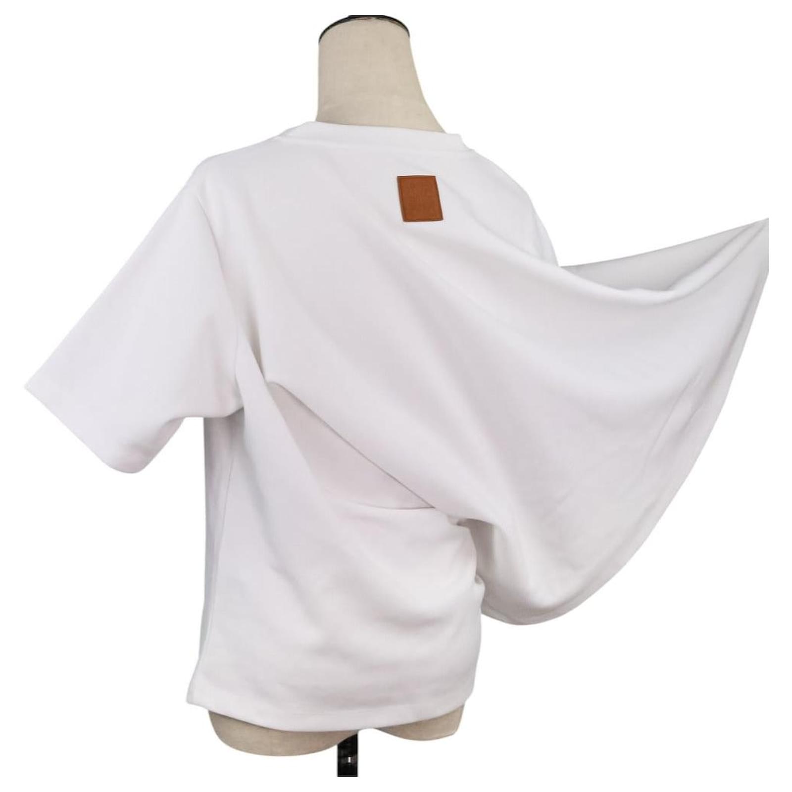 Loewe Cropped Draped T-Shirt T-shirt White Cotton ref.2638970