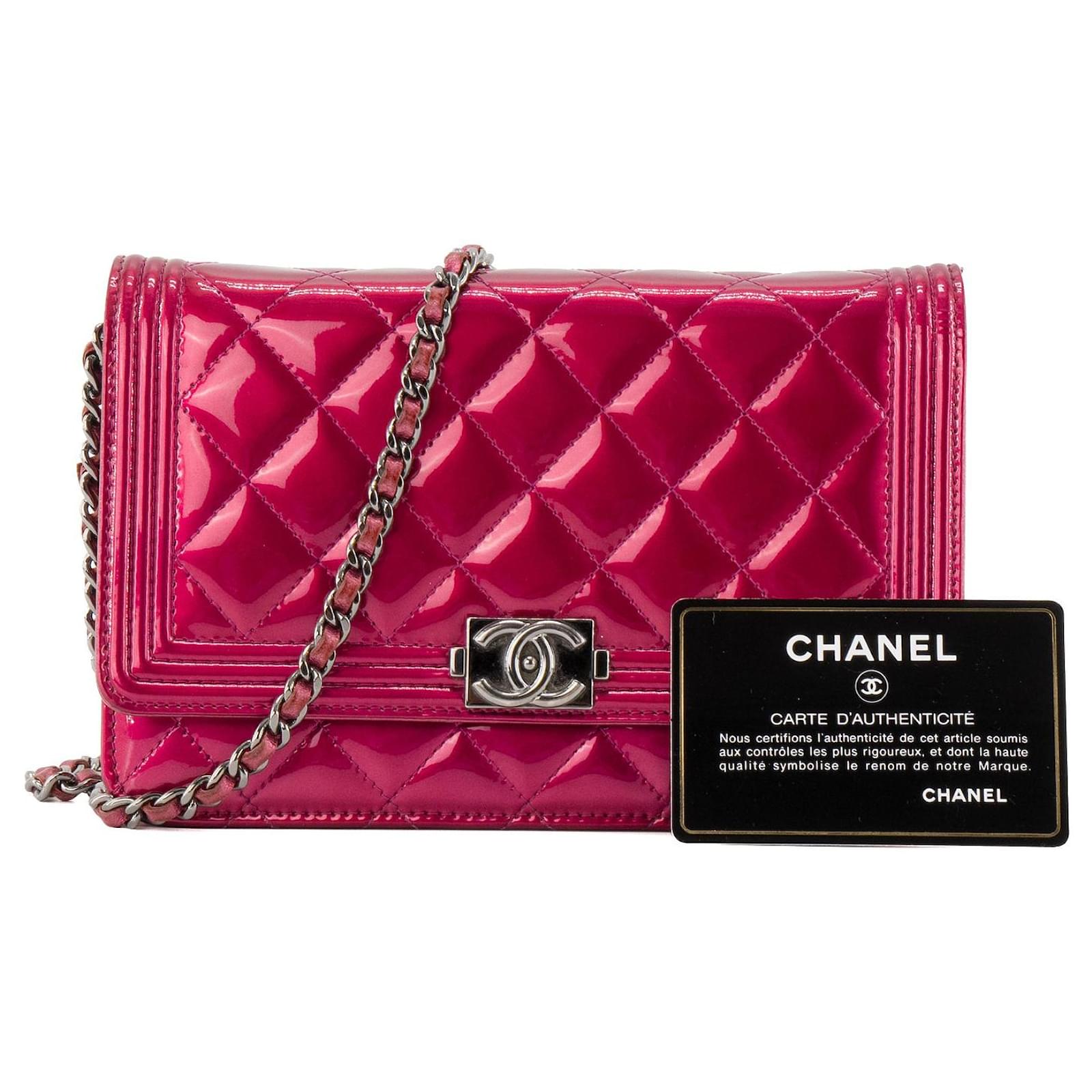 CHANEL - Boy Chanel Wallet on Chain Shoulder Bag in Fuchsia Patent