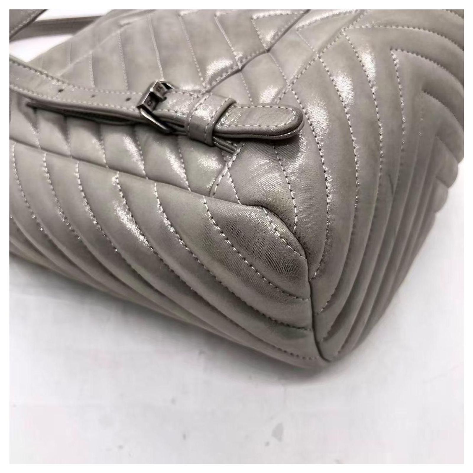 Chanel Urban Spirit small backpack silver iridescent chevron 