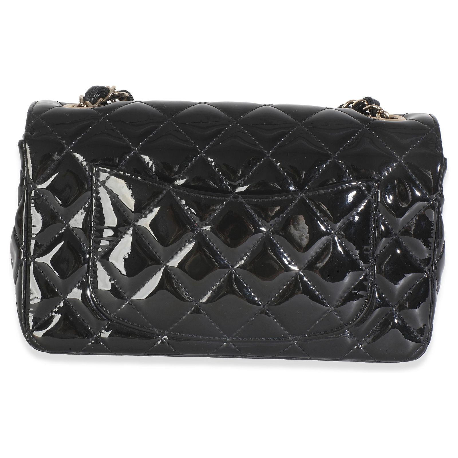 Timeless Chanel Black Quilted Patent Mini Rectangular Flap Bag Patent ...