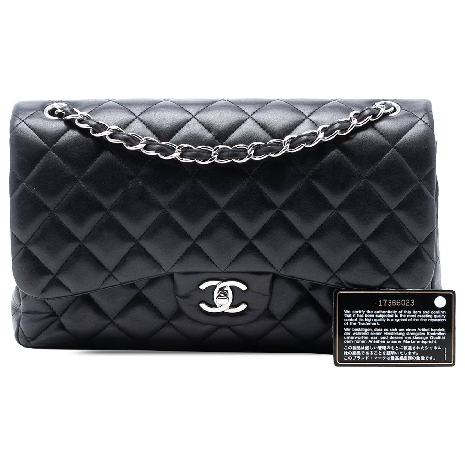 CHANEL メモワール・ド・ラ・モード Chanel Black Jumbo Classic Lambskin Double Flap Leather ref