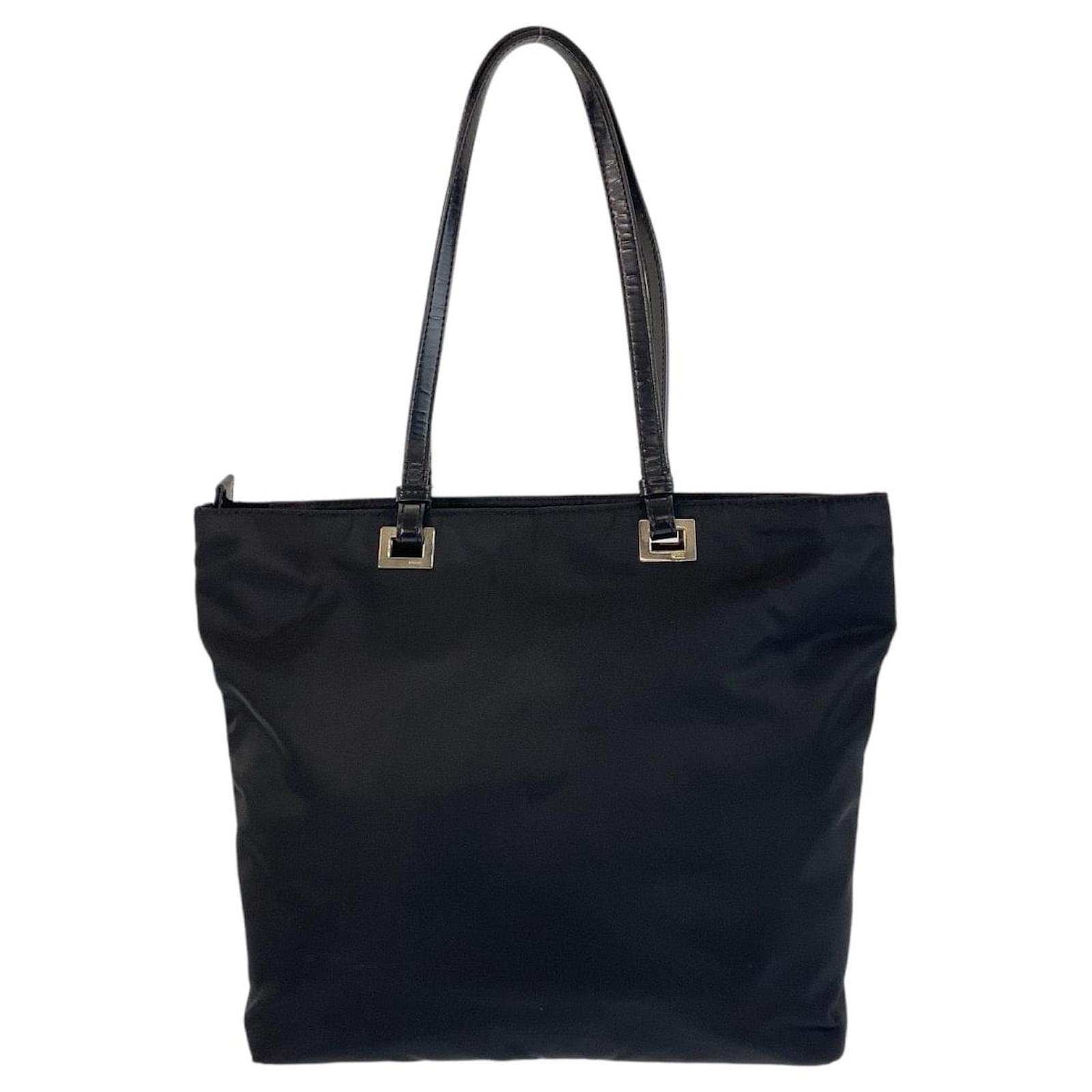 Prada Nylon Leather Tessuto Logo Tote Bag Black ref.2651994 - Joli