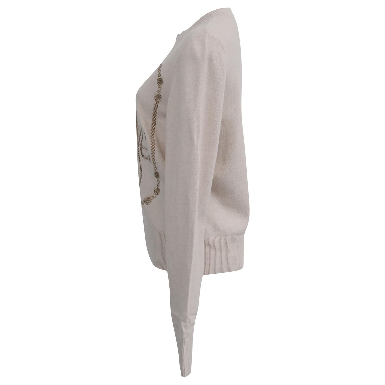 Pull HERMES LES TAMBOURS Laine Marron Taille 40 - Occasion Très Bon état - Fait En France