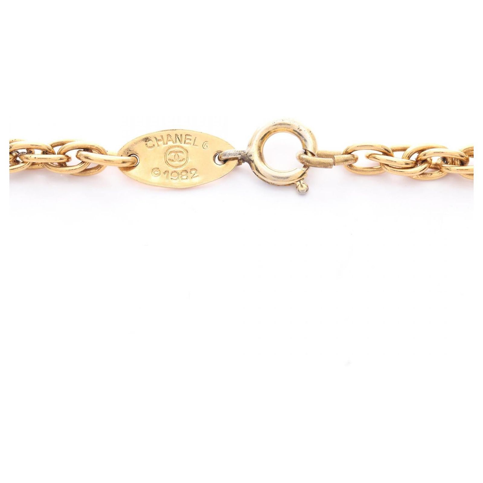 Chanel Coco Mark Necklace Gold Jewelry Golden Metallic Metal ref 