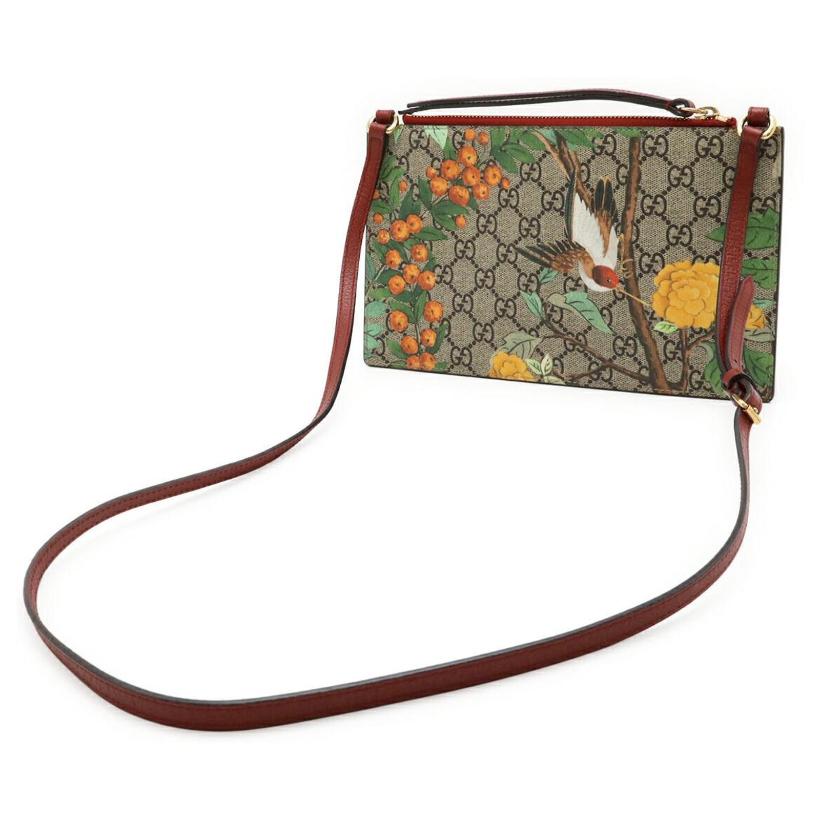 Gucci Bengal GG Supreme Tiger Shoulder Bag Brown Beige Cloth ref ...