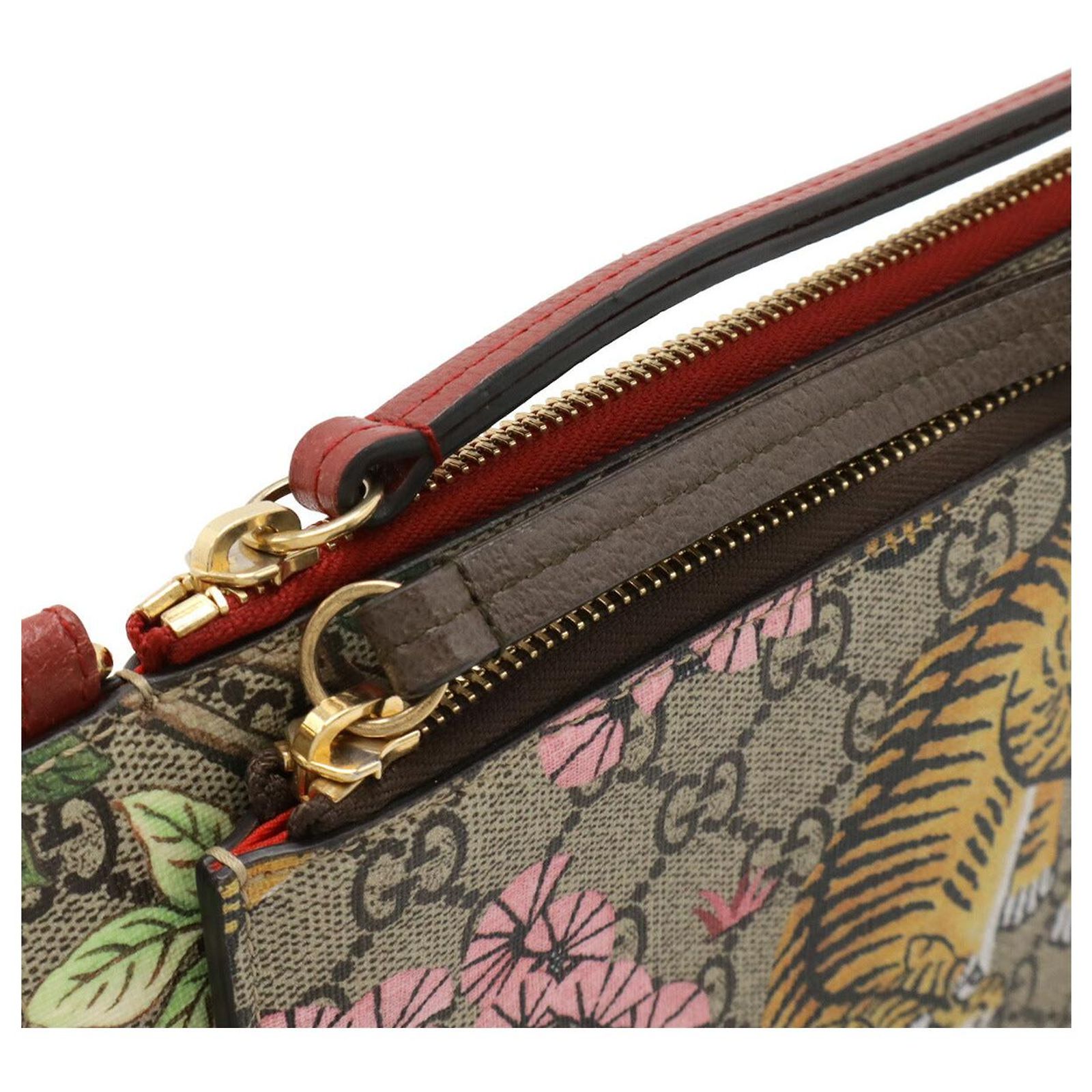 Gucci Bengal GG Supreme Tiger Shoulder Bag Brown Beige Cloth ref ...