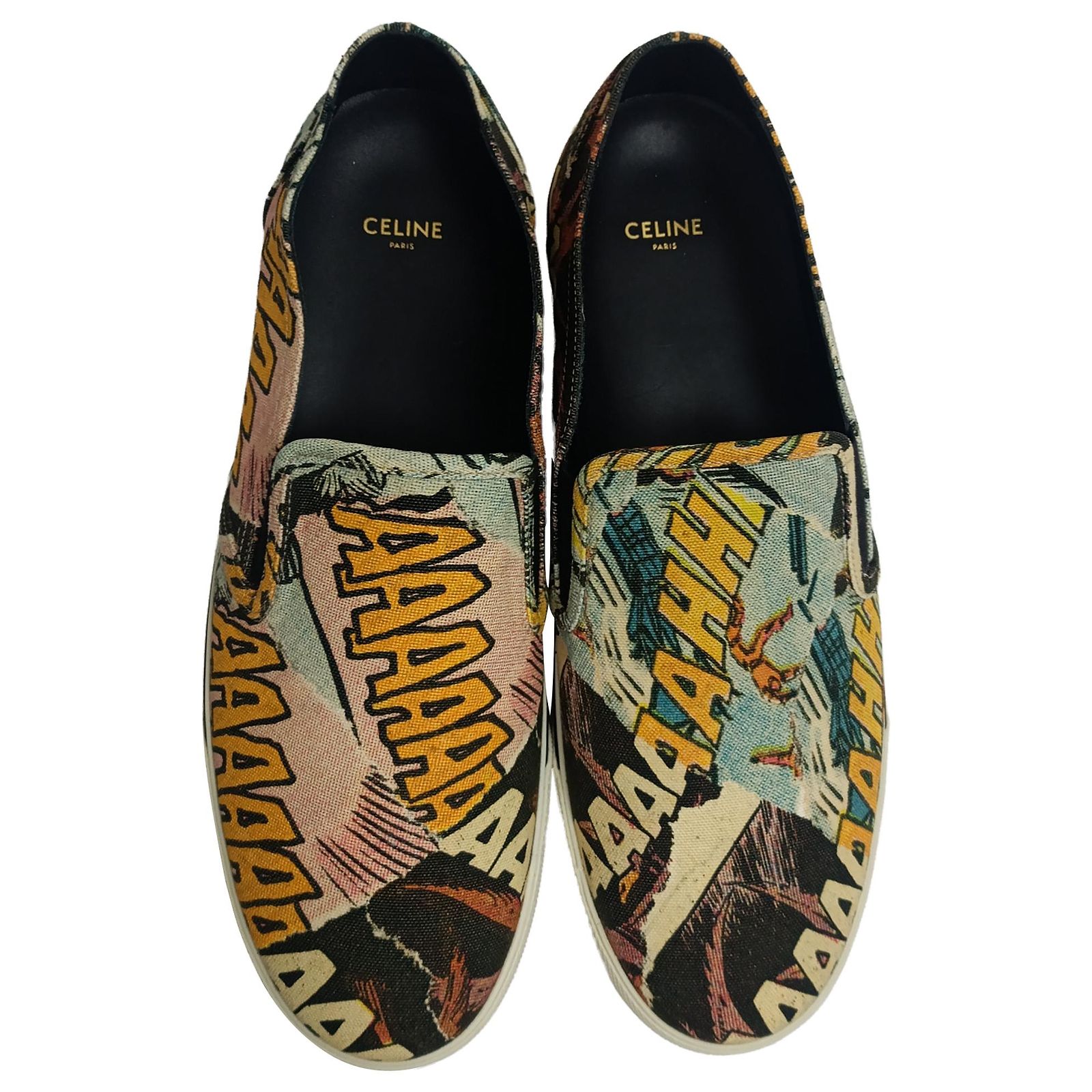 Edge Céline Celine Comic-Print Slip-on Sneakers in 