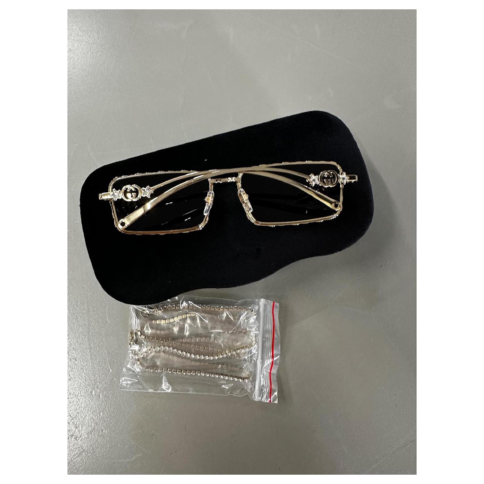 Gucci GG1568S Metal and Rhinestone Sunglasses Golden ref.2662558