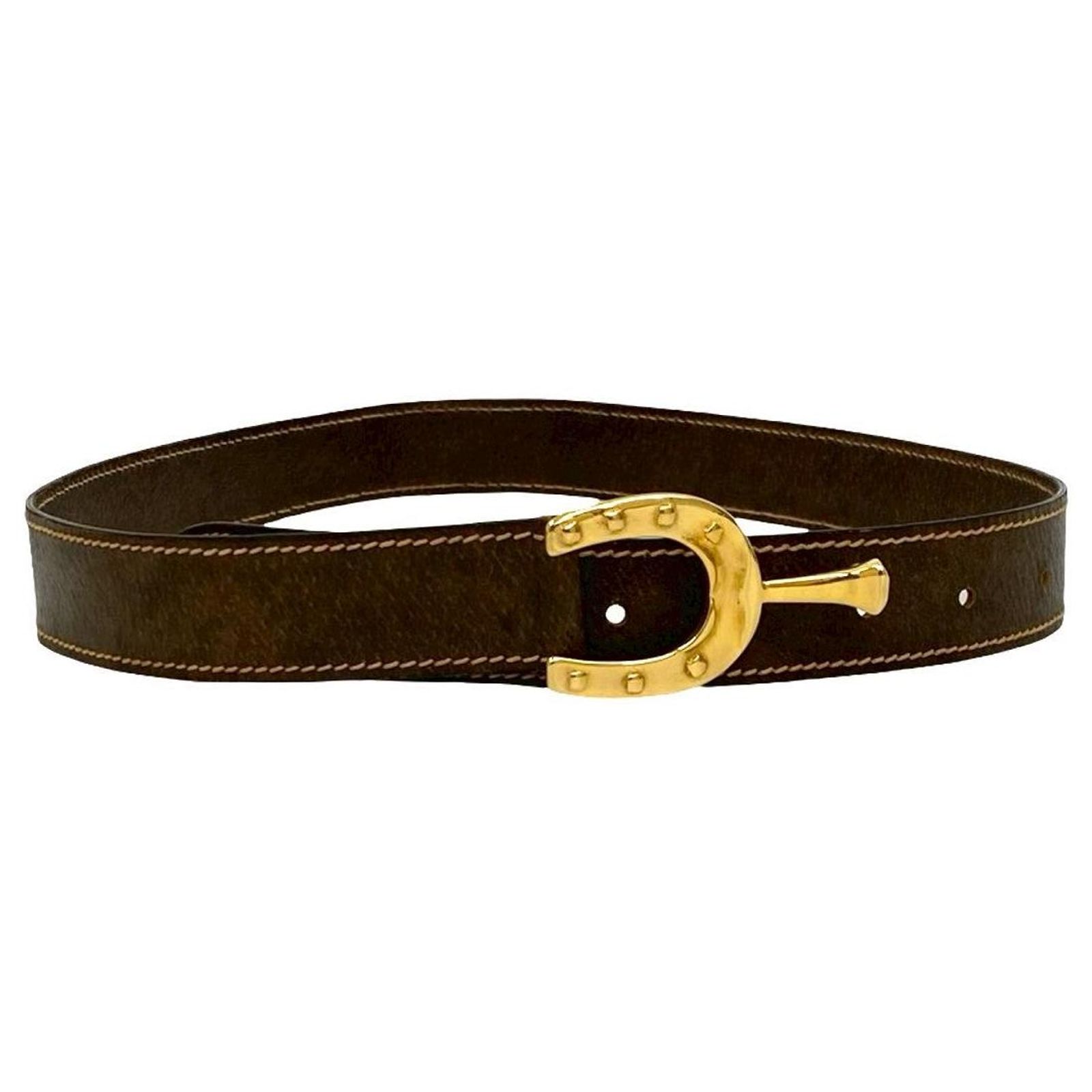 Gucci Horseshoe Leather Belt Brown ref.2665253 - Joli Closet