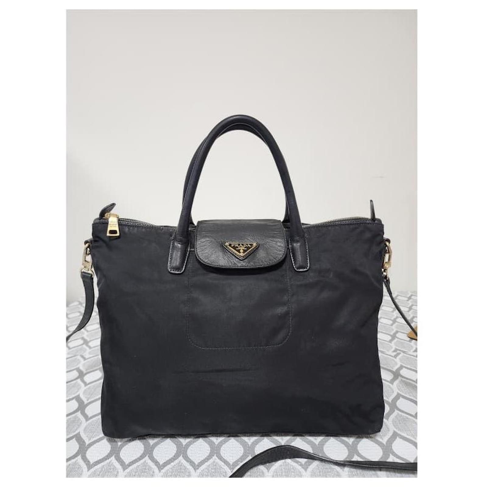 PRADA Tessuto Nylon & Saffiano Leather Tote Bag Black ref.2670446