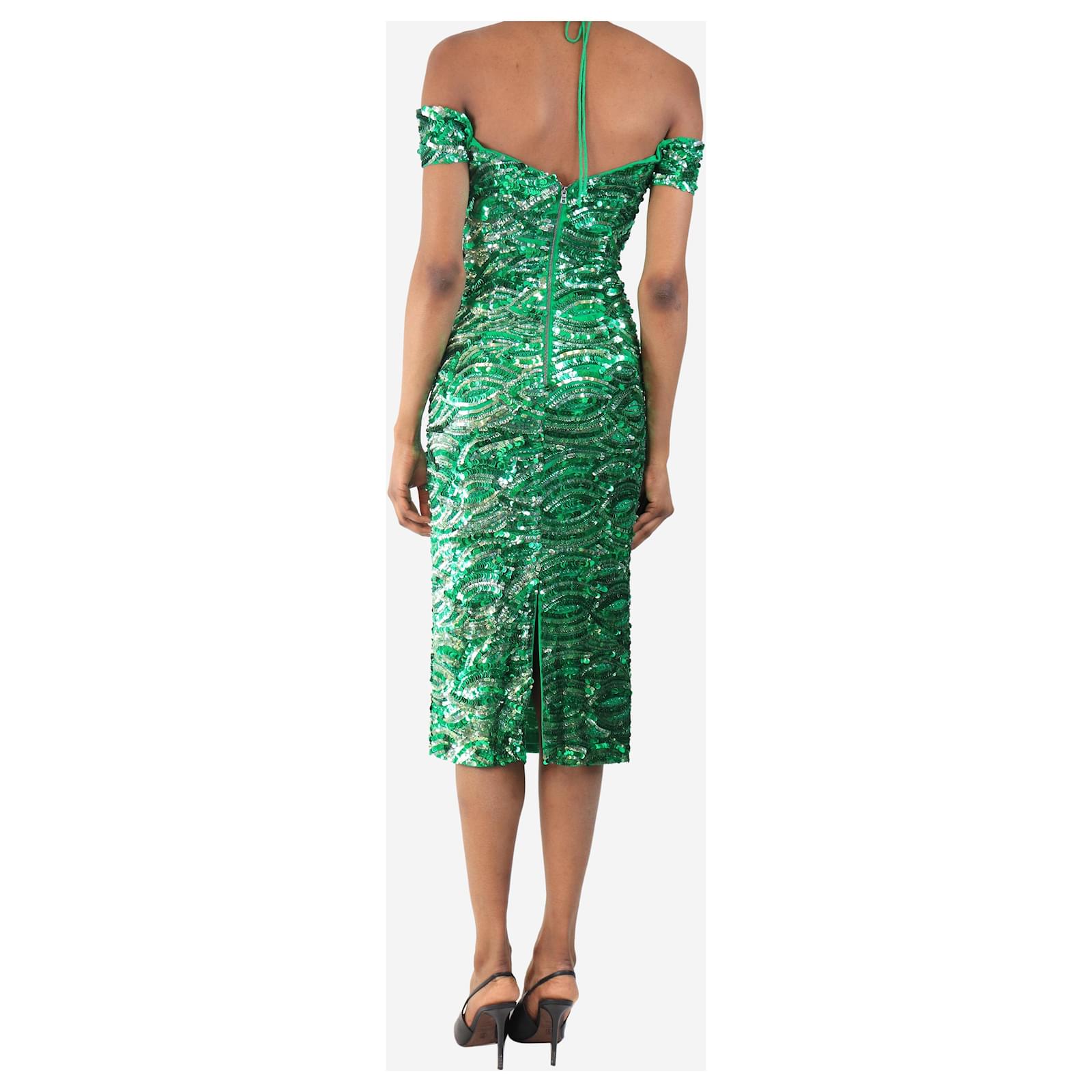 sequin green midi dress Retrofete Ellen Dress in Dark Green main image 1