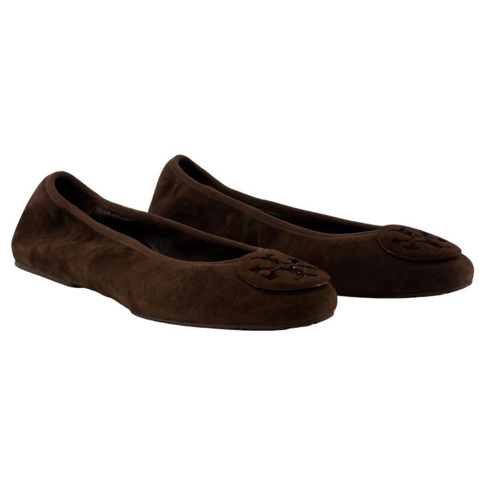 Tory Burch Minnie Leather Logo Travel Ballerina Flats In  Minnie Travel Ballerias - Tory Burch - Leather - Brown display picture 1
