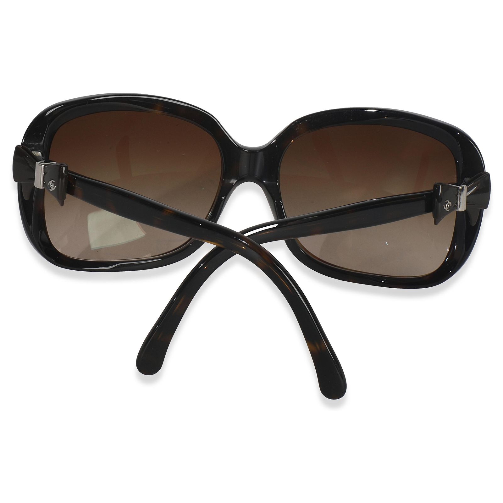 Chanel Brown Acetate Rectangle Lens CC Bow Sunglasses  display picture 1