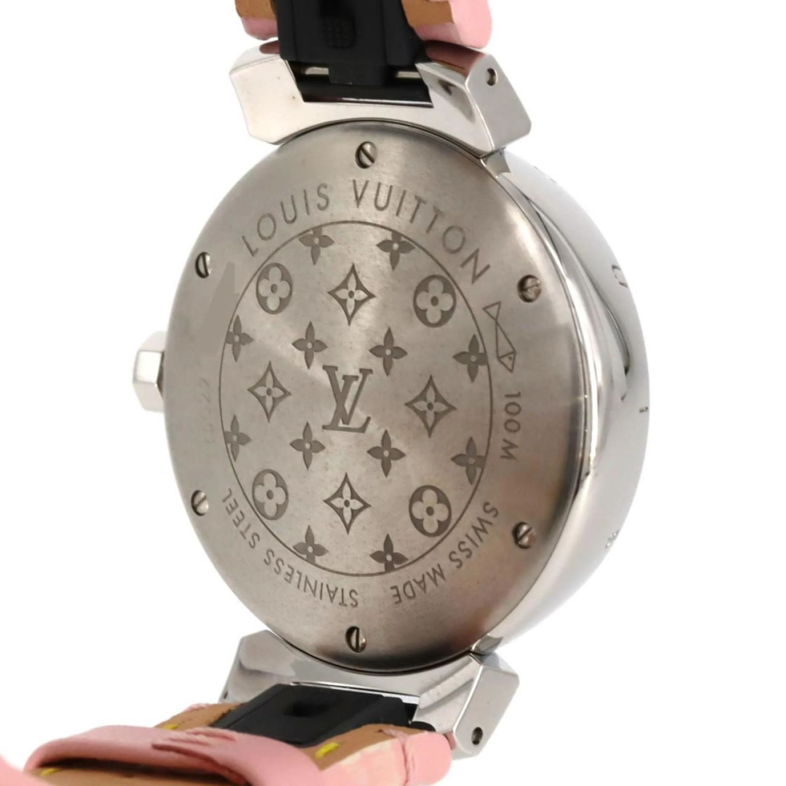Montre à quartz en acier inoxydable Louis Vuitton Tambour 