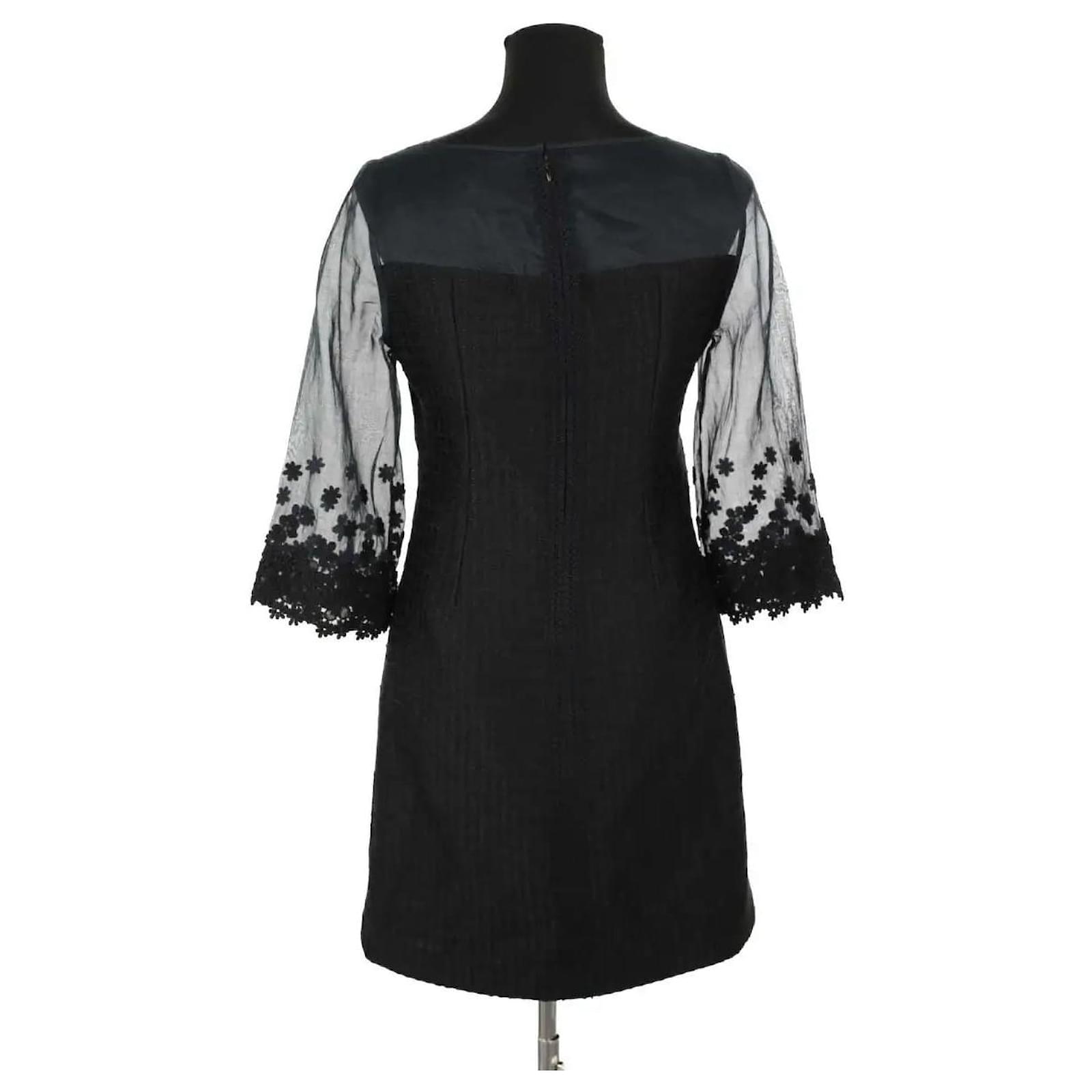 andrew gn black dress $2940 Andrew Gn Women's Black Beaded Teardrop Cutout Mock Neck Dress Size  40