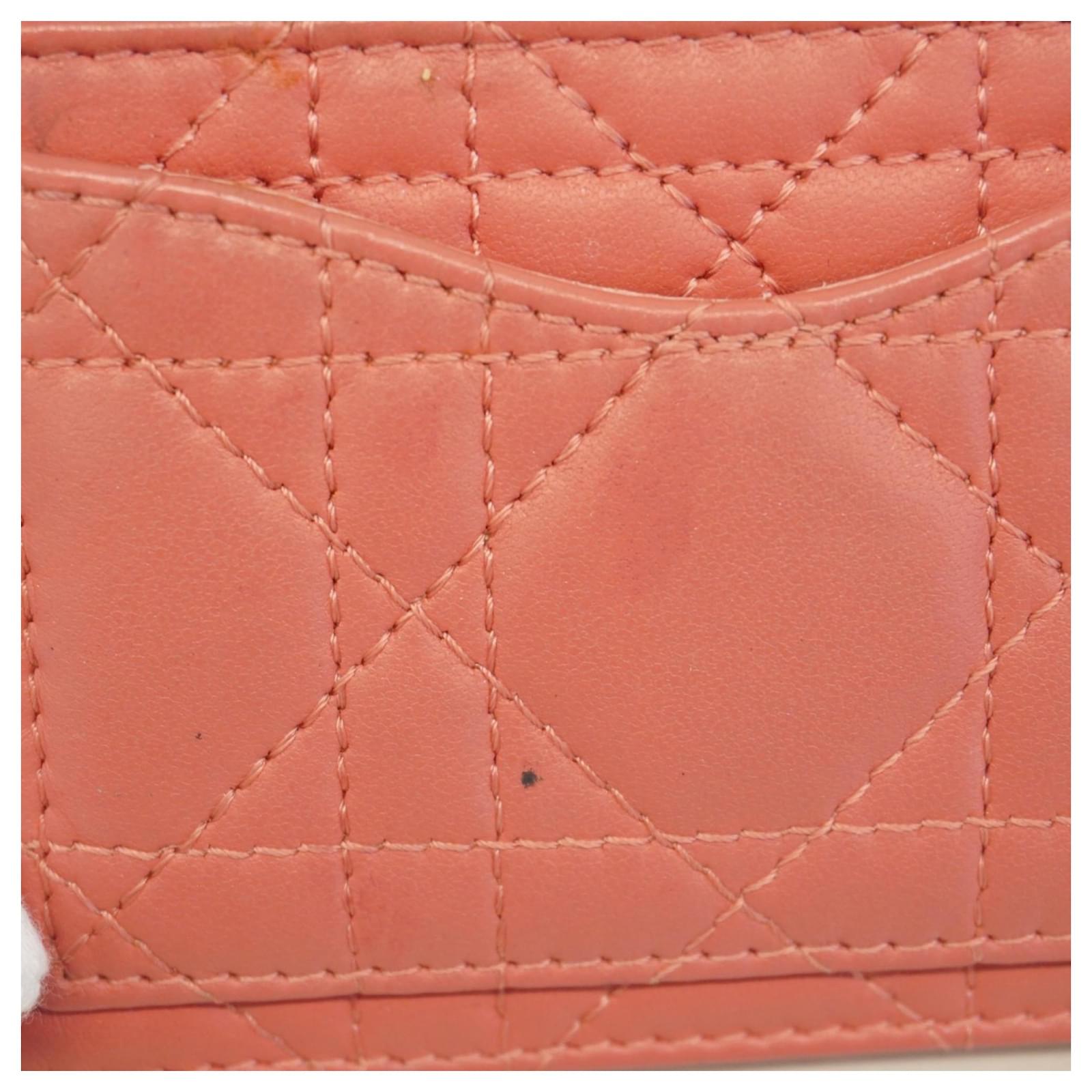 Christian Dior Cannage Leather Coin Case in Pink ref.2678416