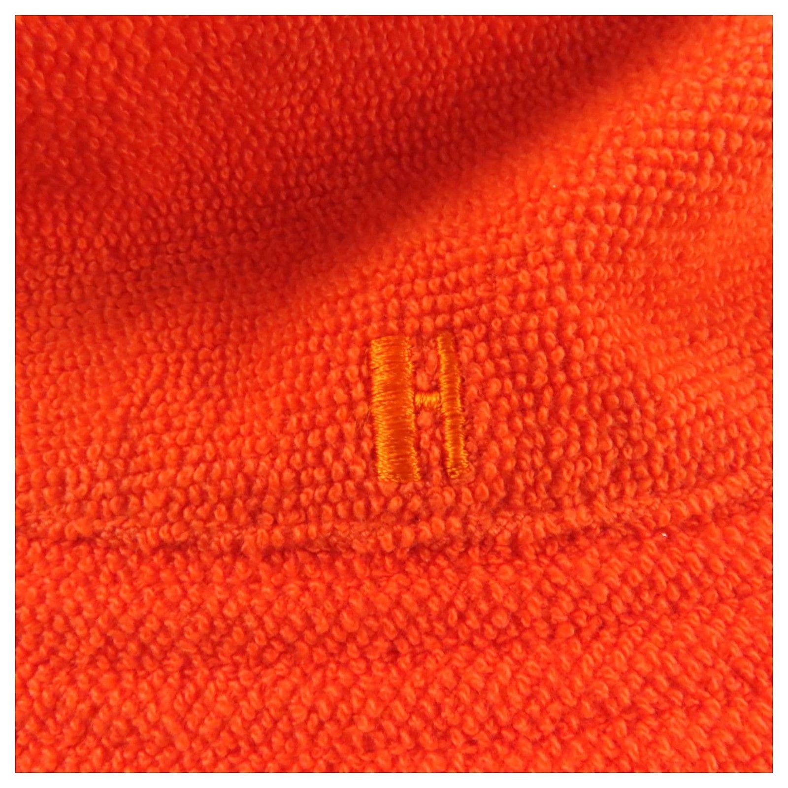 Hermès H Embroidered Cotton Bucket Hat59 Orange ref.2682952  display picture 3