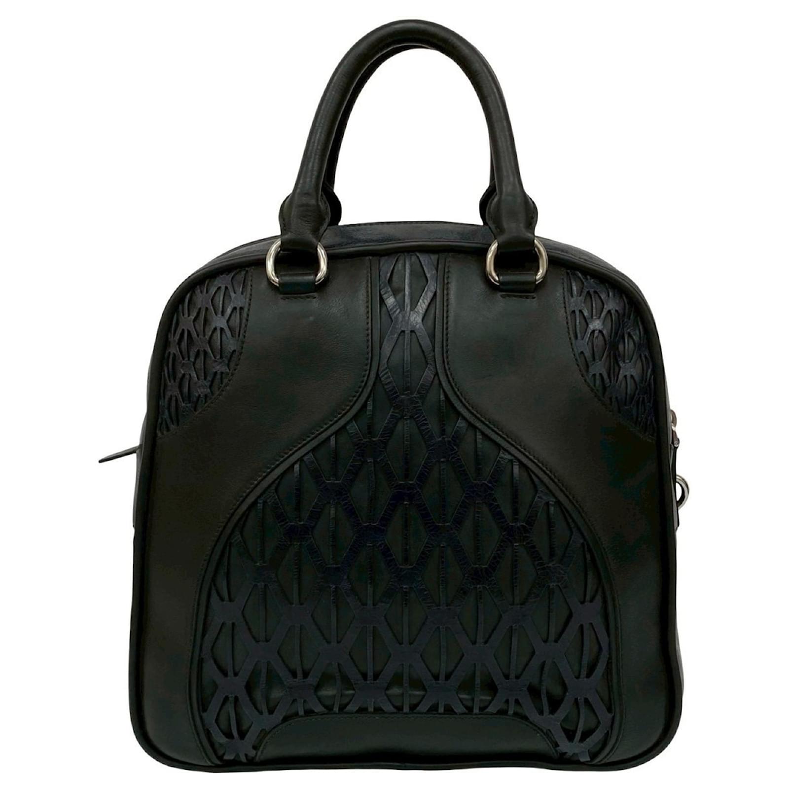 Miu Miu Cutout Leather Boston Bag Black Navy blue ref.2684640