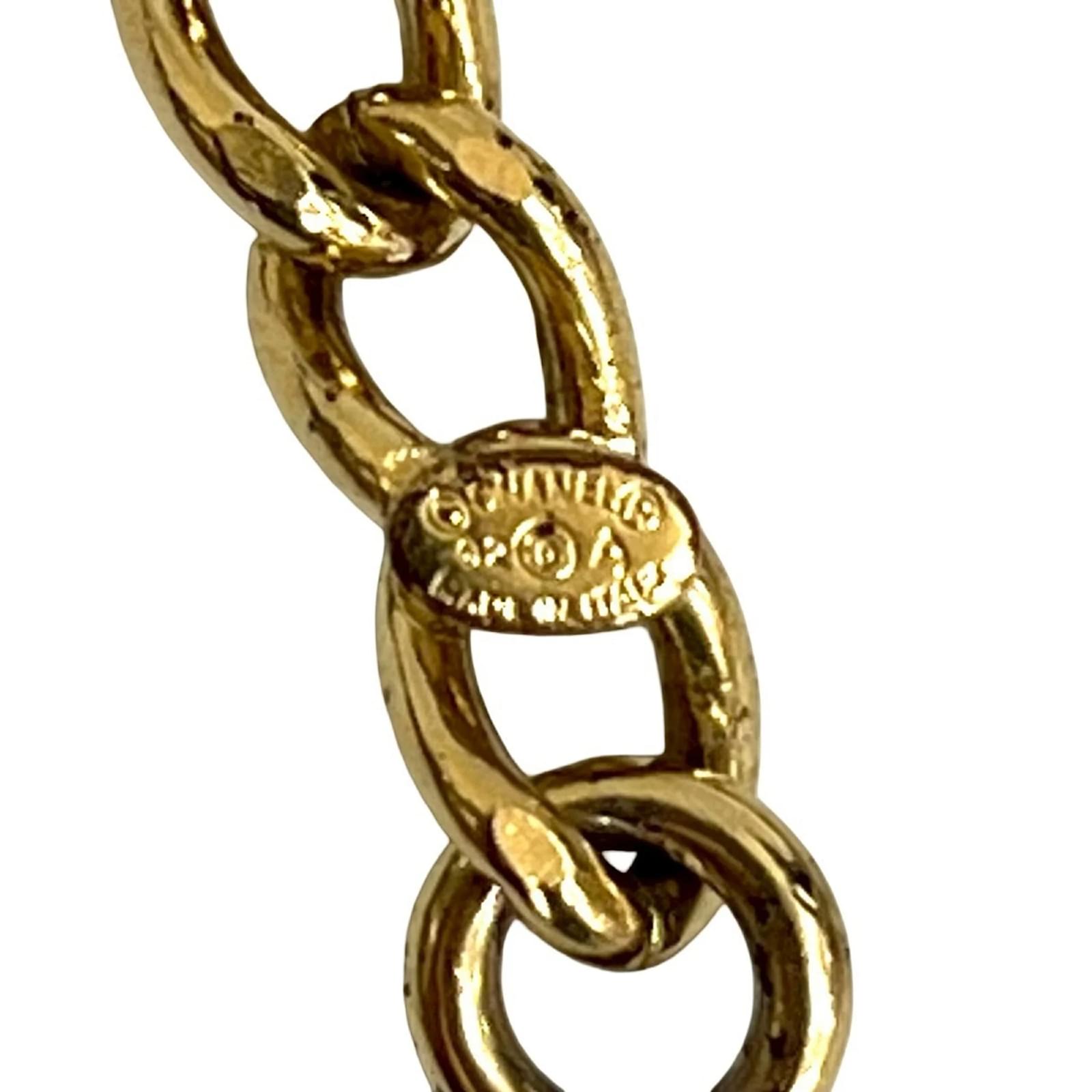 Chanel Vintage Coco Mark Logo Motif Gold Plated Chain Necklace
