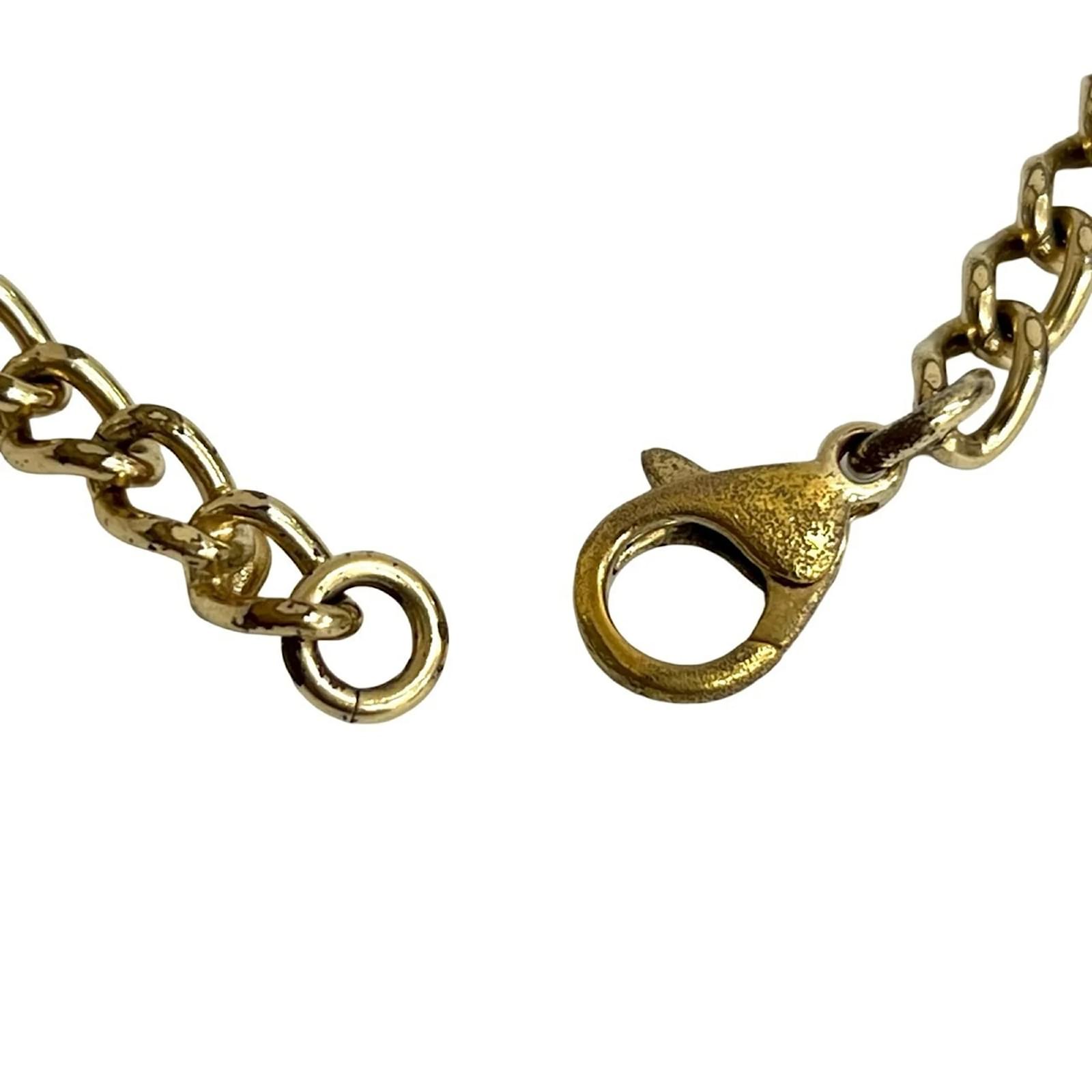 Chanel Vintage Coco Mark Logo Motif Gold Plated Chain Necklace