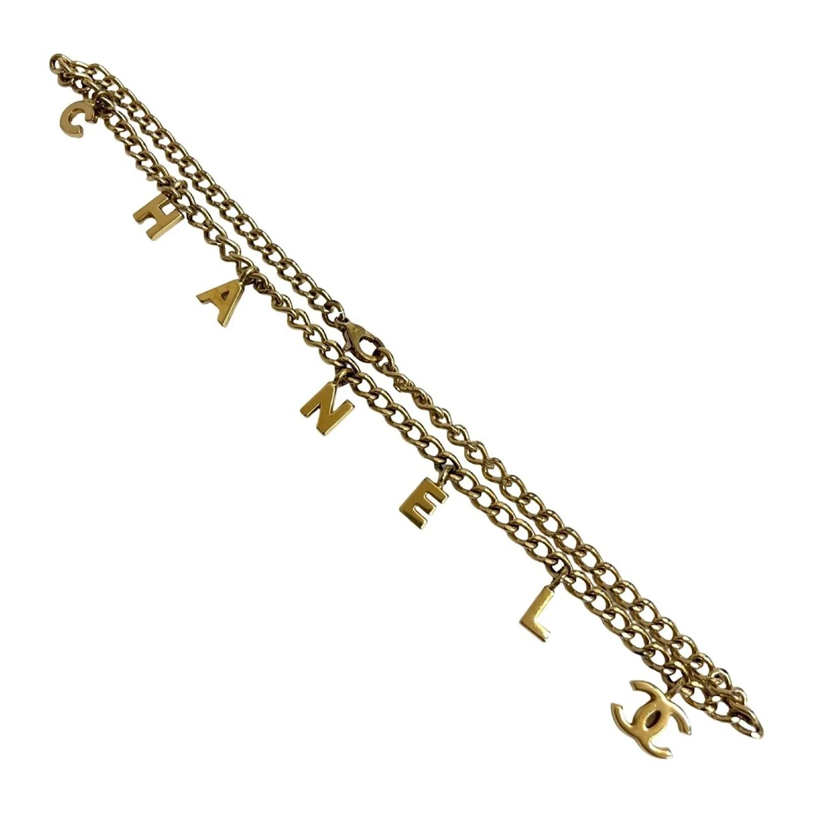 Chanel Vintage Coco Mark Logo Motif Gold Plated Chain Necklace