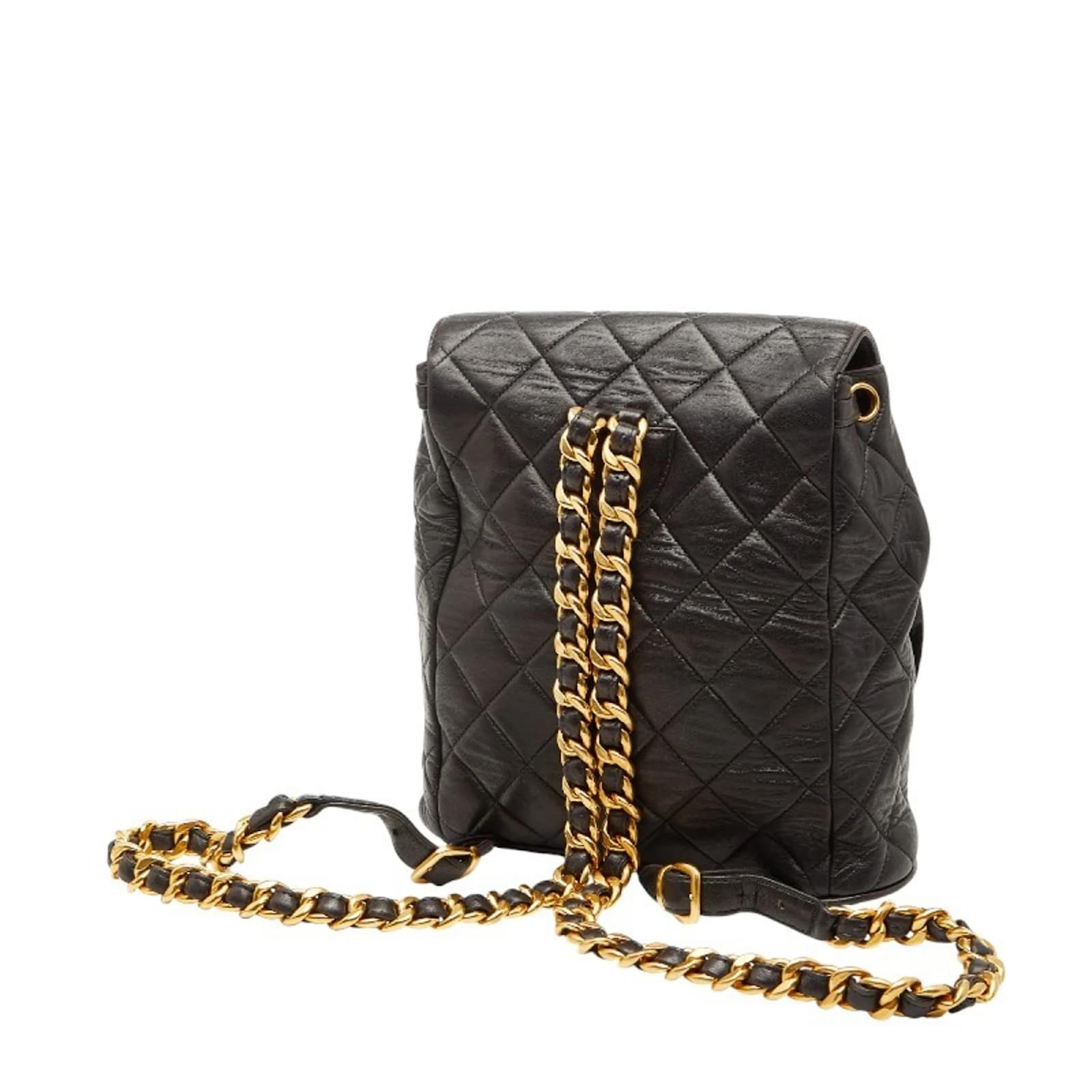 CHANEL Coco Mark Matelasse Chain Backpack Black Leather ref