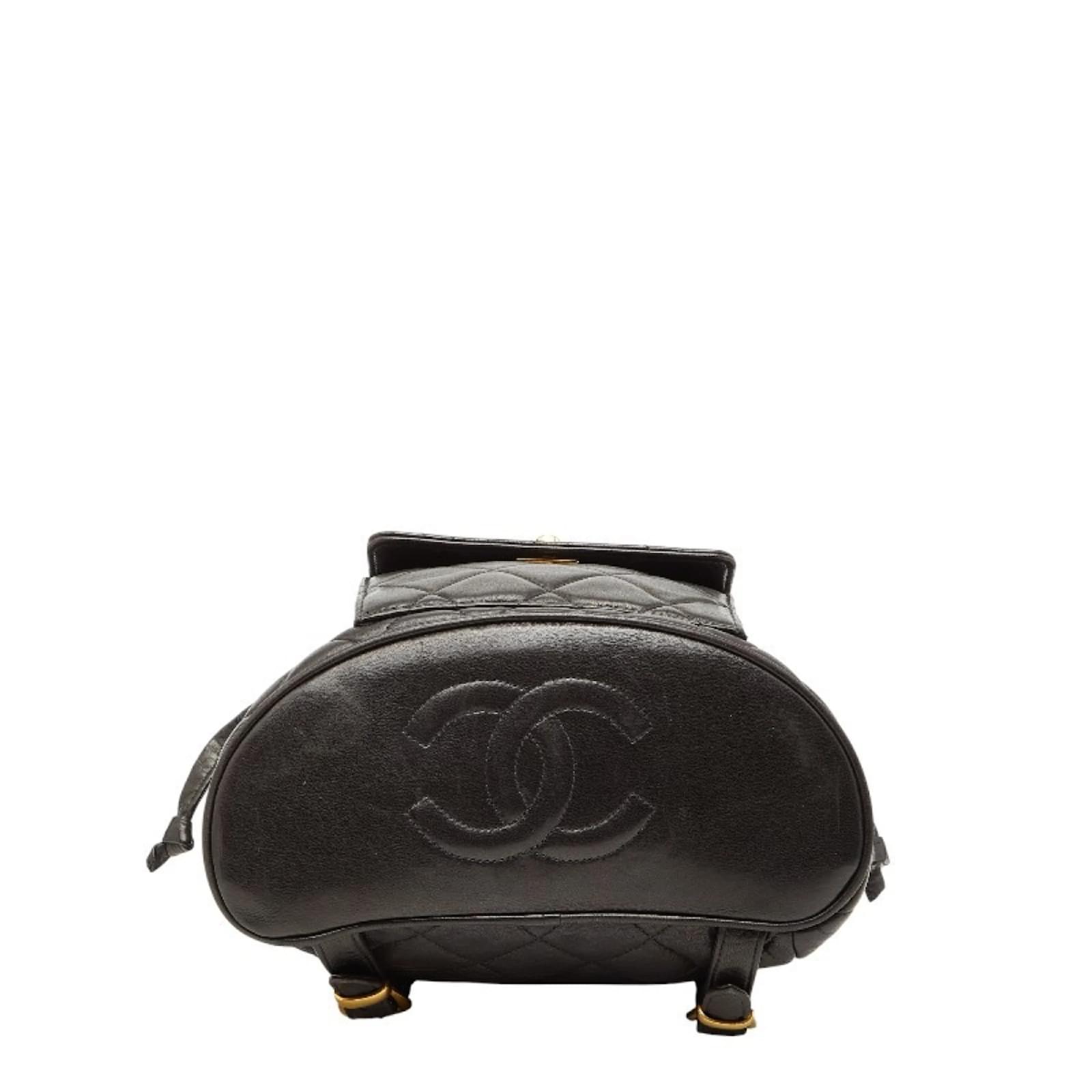 CHANEL Coco Mark Matelasse Chain Backpack Black Leather ref