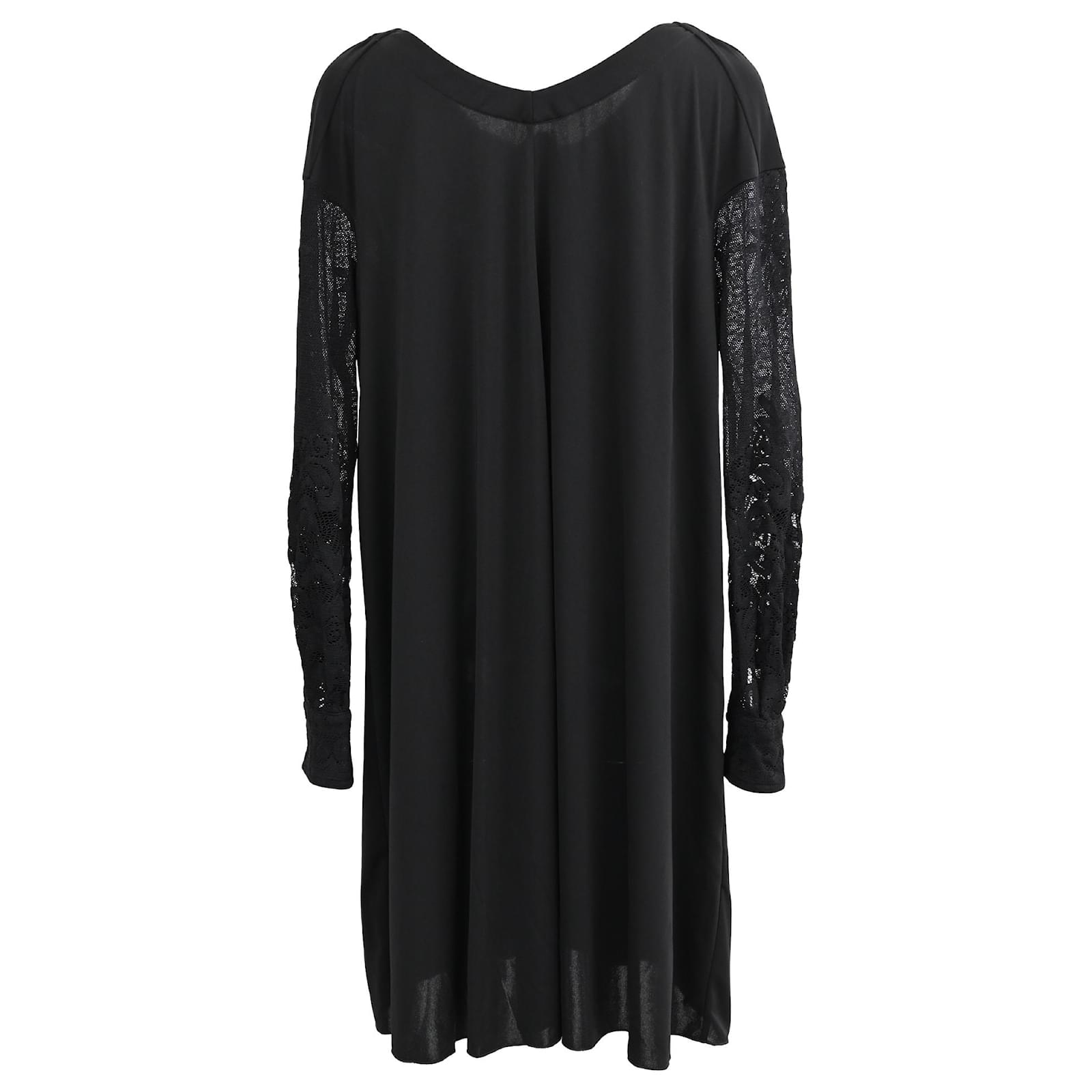 Saint Laurent Lace Sleeve Gathered Neckline Mini Dress in Black Triacetate  Synthetic ref.2687461 - Joli Closet