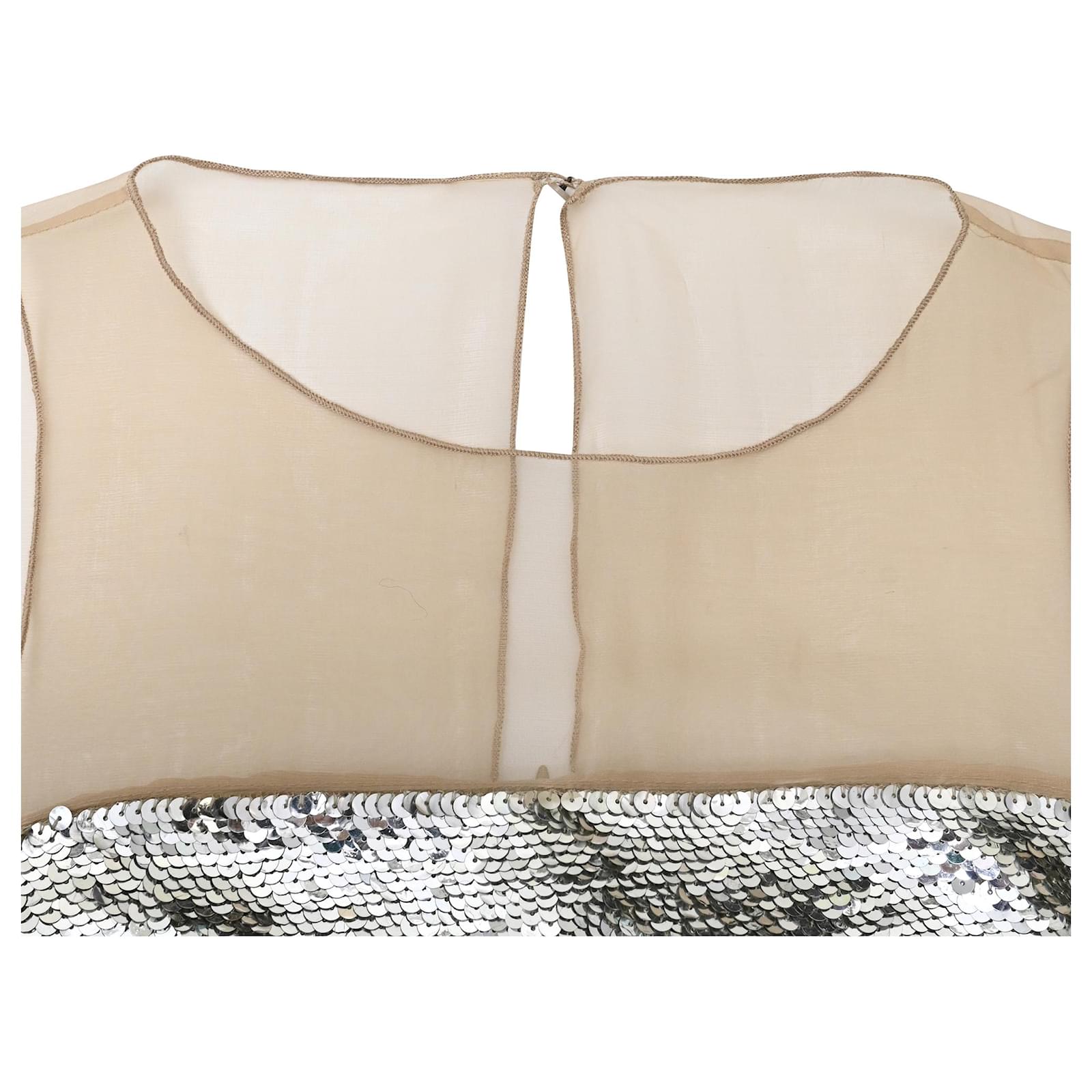 Michael Kors Bateau Neckline Knee-Length Dress in Silver Sequin Silvery  Metallic ref.2687497 - Joli Closet