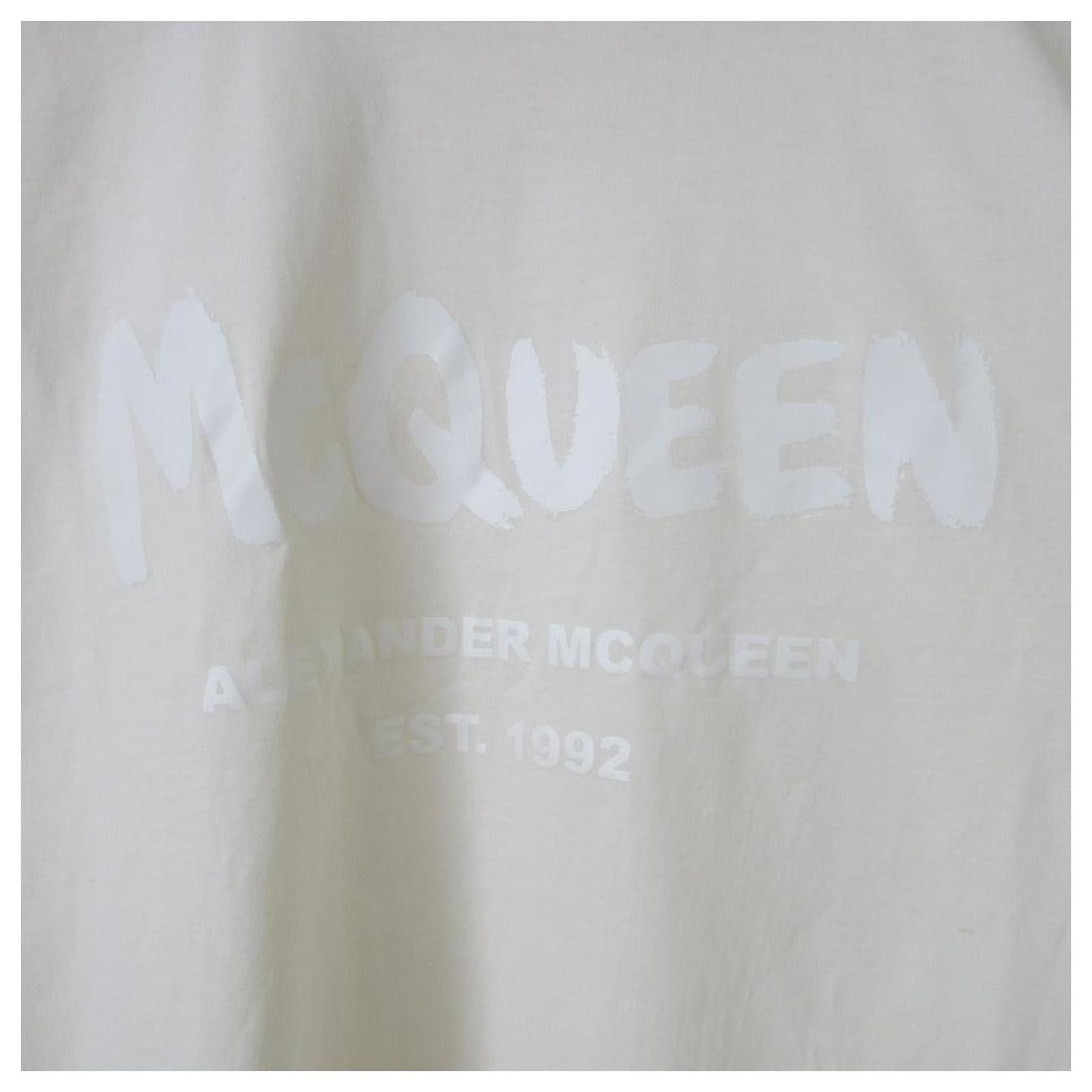 Alexander McQueen OVER T MCQ GRAFFI TEE T-shirt Beige Cotton ref