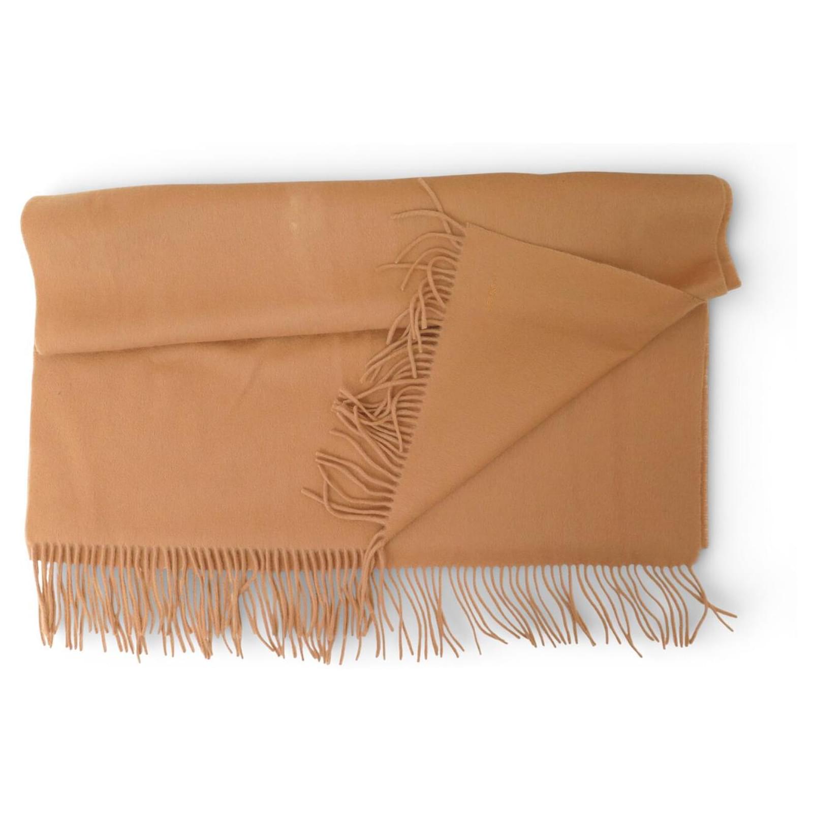 Hermès VINTAGE HERMES STOLE IN BROWN CASHMERE & WOOL 75 X 245CM