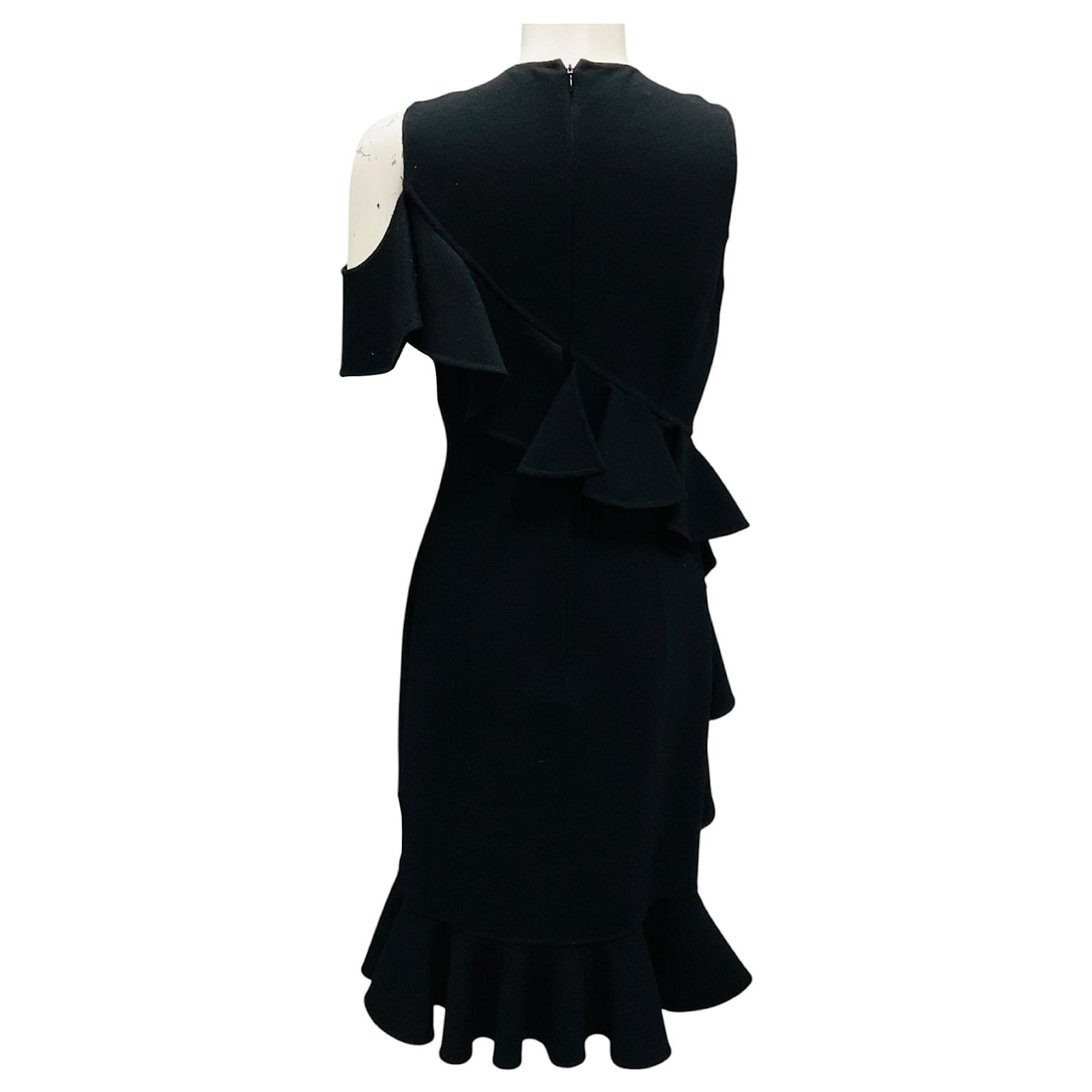 Michael Kors Collection Black Ruffled Wool Cocktail Dress ref.2690176 -  Joli Closet