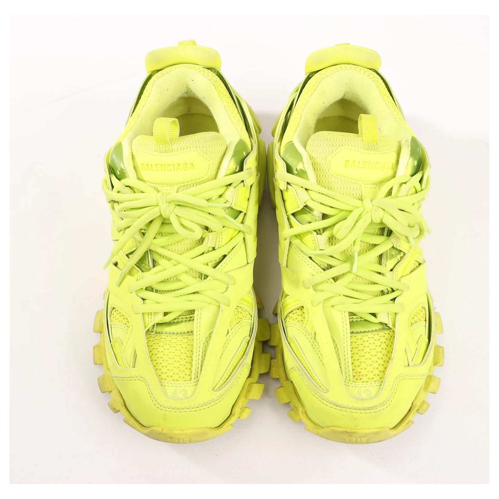 Balenciaga Track Cloth x Leather Sneakers in Neon Yellow 542023 