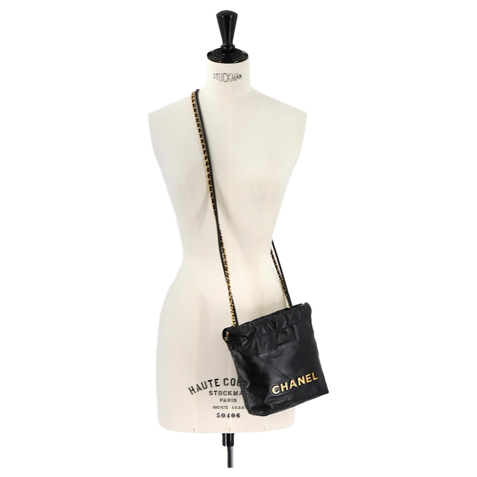 CHANEL 22 Mini 2-way Chain Hand/Shoulder Bag Black Leather ref