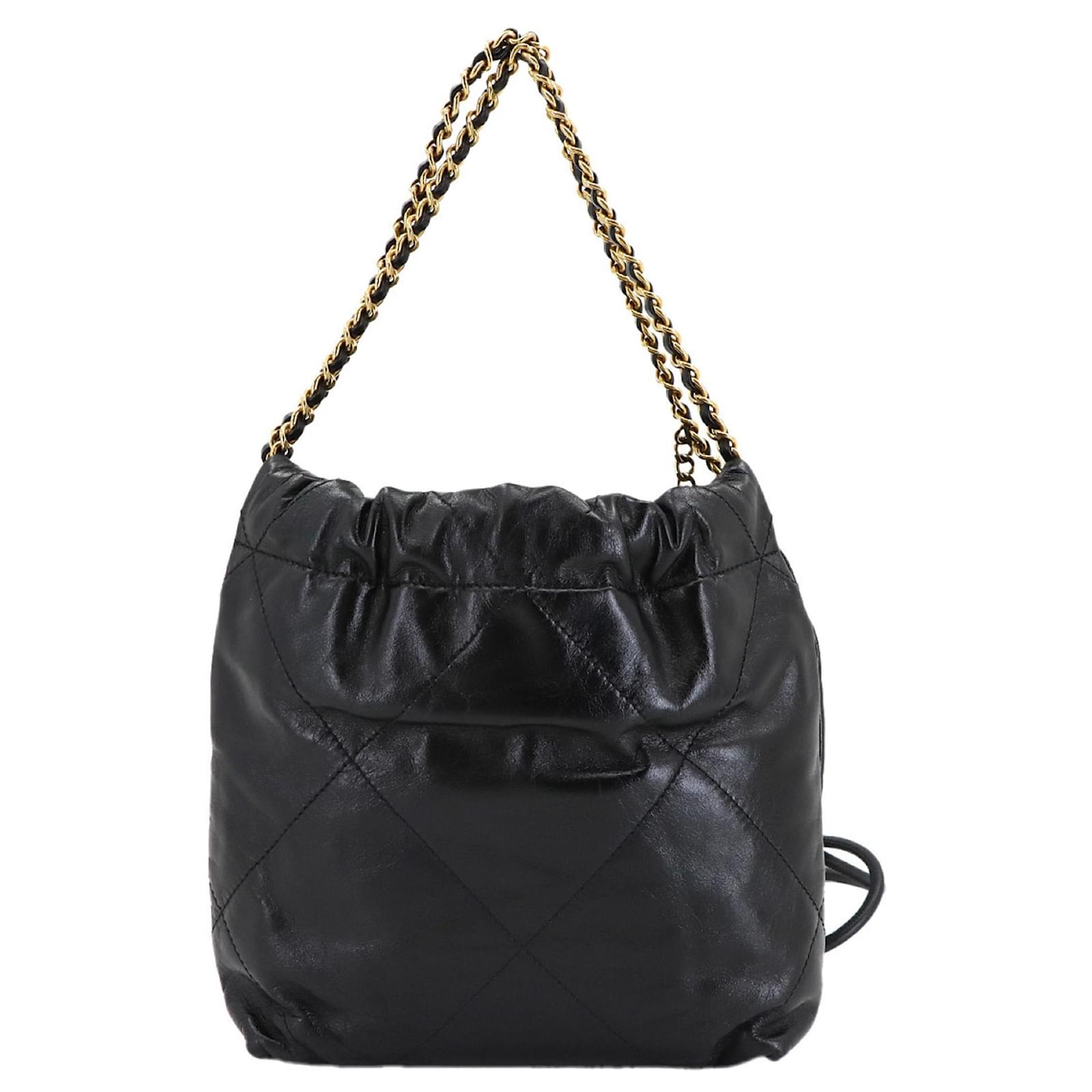 CHANEL 22 Mini 2-way Chain Hand/Shoulder Bag Black Leather ref