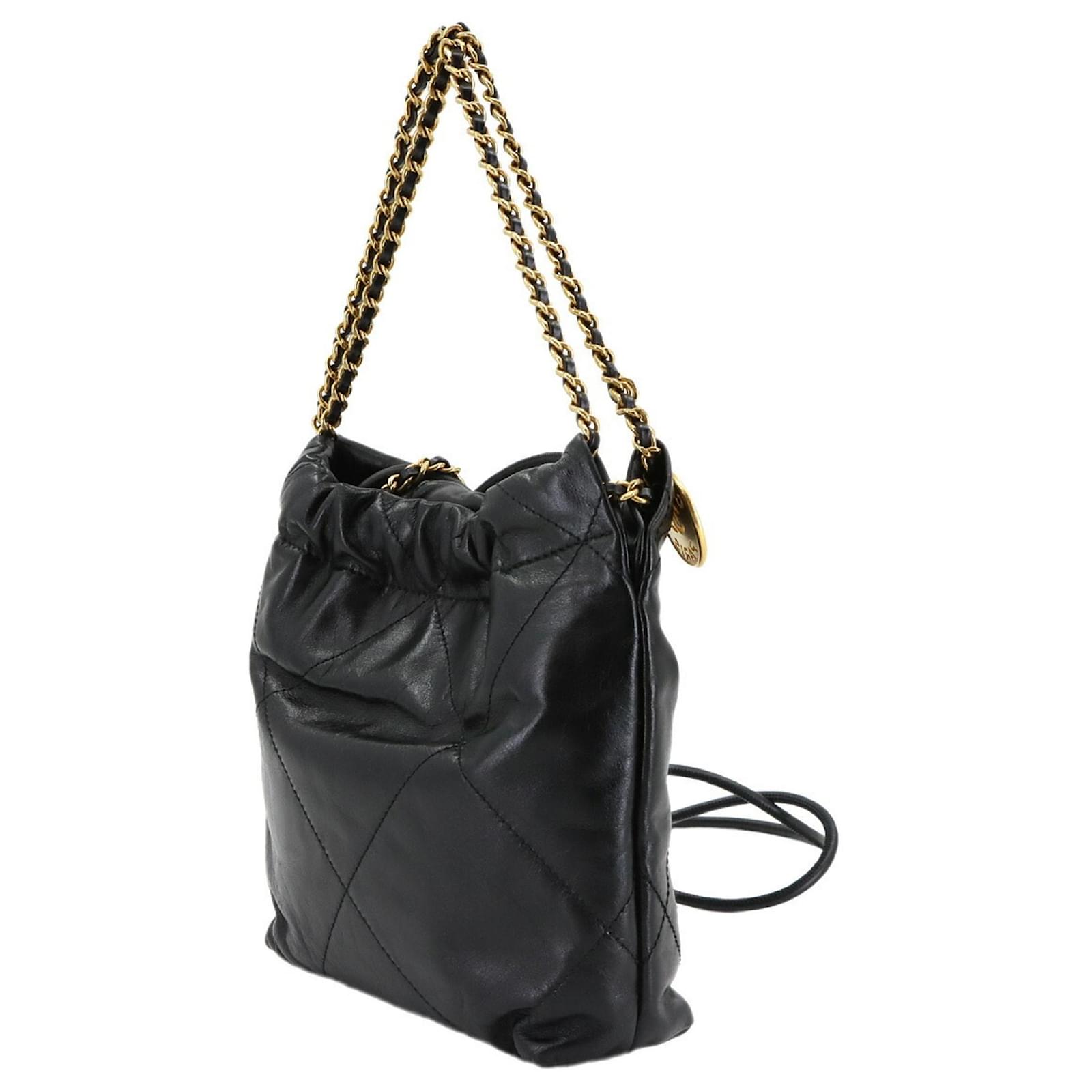 CHANEL 22 Mini 2-way Chain Hand/Shoulder Bag Black Leather ref