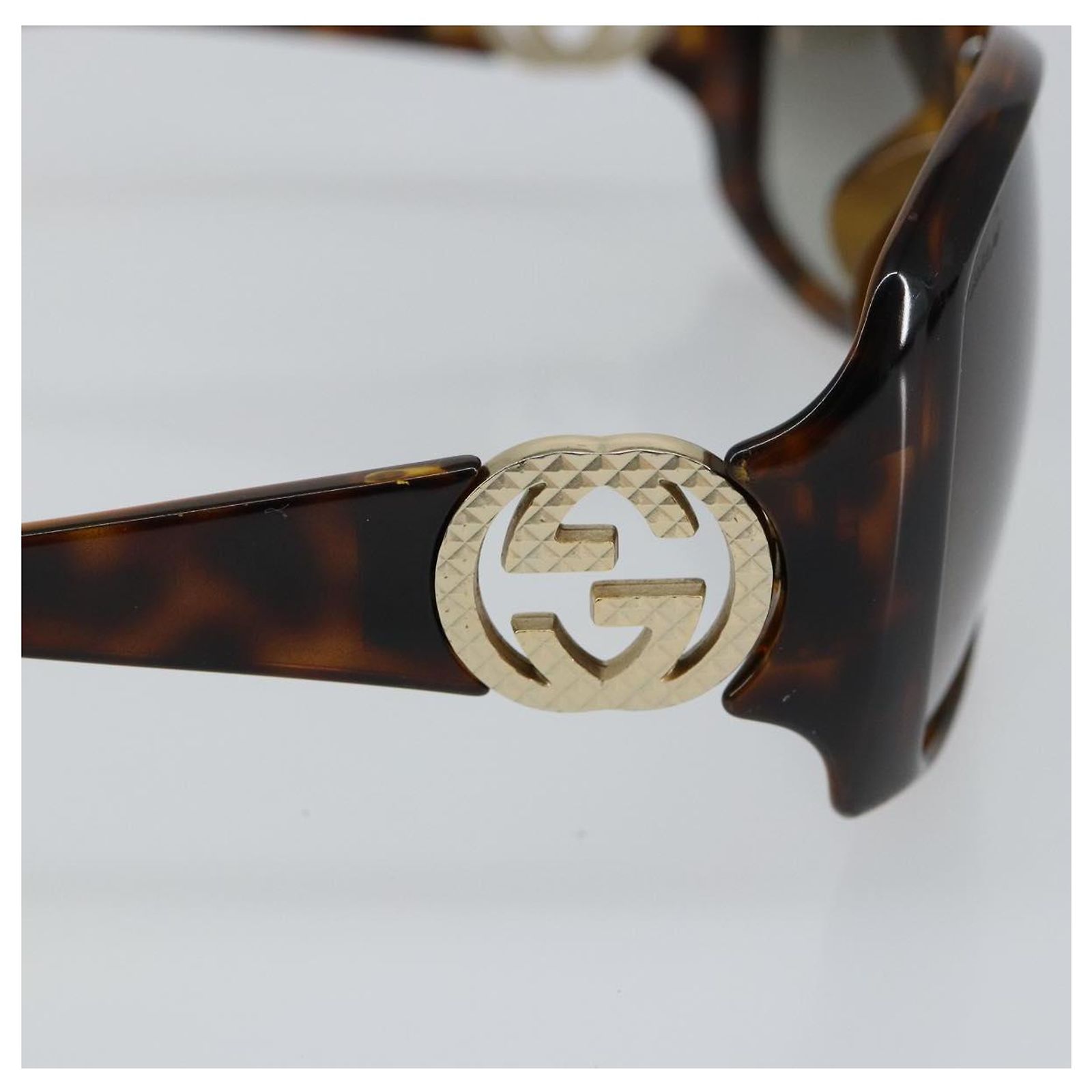 GUCCI Interlocking G Sunglasses Plastic Brown Auth SW1673  display picture 3