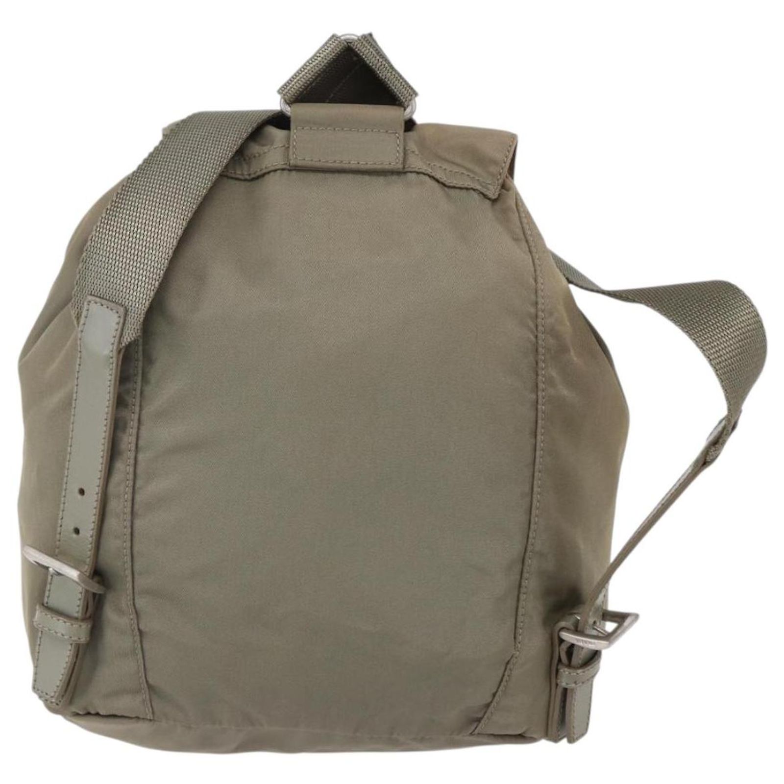 PRADA Backpack Nylon Green Silver Auth fm5140 PRADA Backpack Nylon Beige Silver Auth 148934 Silvery ref  main image 4