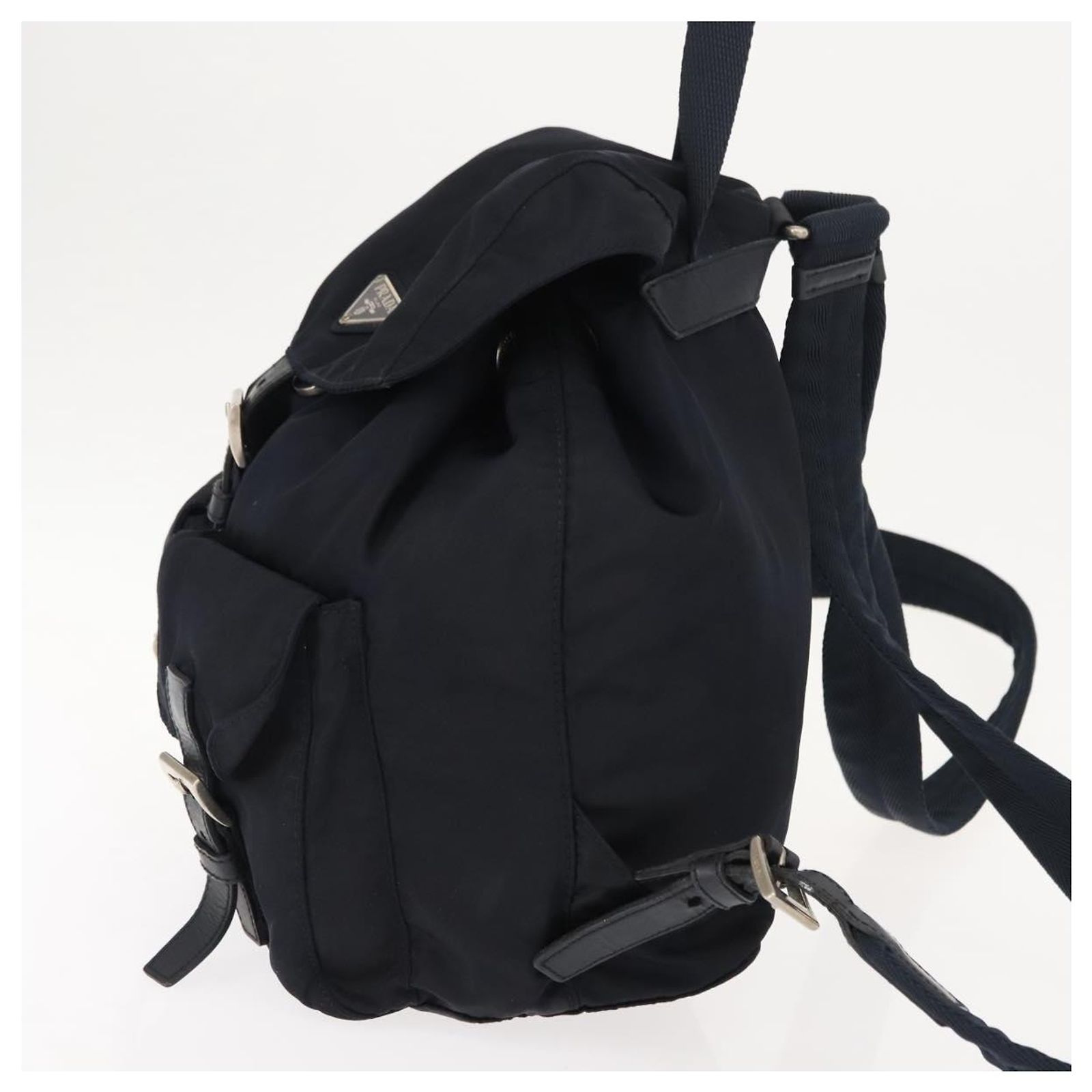PRADA Backpack Nylon Blue Silver Auth bs31181 Prada // Navy Re-Nylon Buckle Backpack – VSP Consignment main image 4