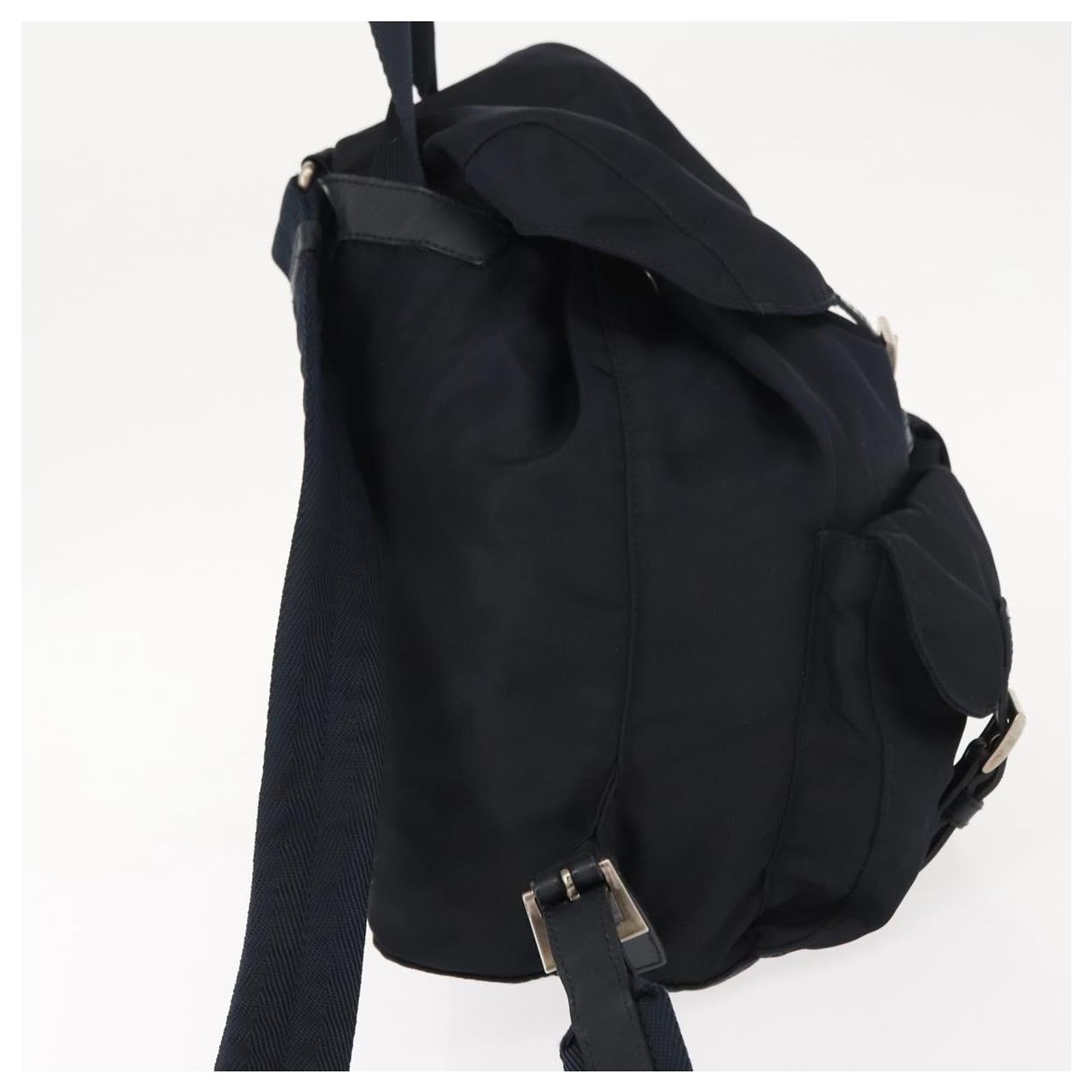 PRADA Backpack Nylon Navy Silver Auth am9440 Silvery Navy  display picture 2