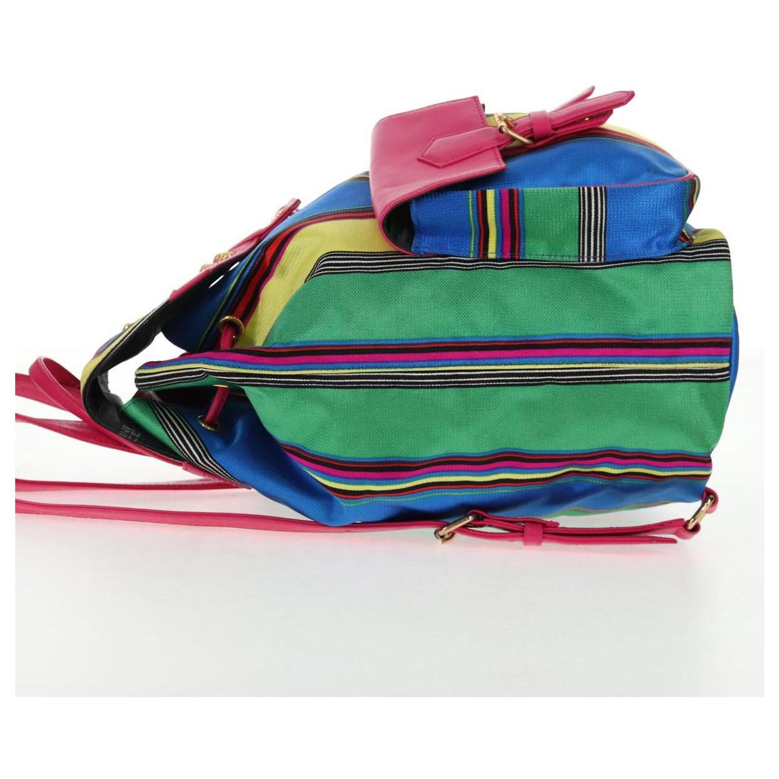 Gianni Versace Backpack Canvas Multicolor Gold Auth 142845V Gianni Versace Backpack Canvas Multicolor Gold Auth 142845V  main image 3