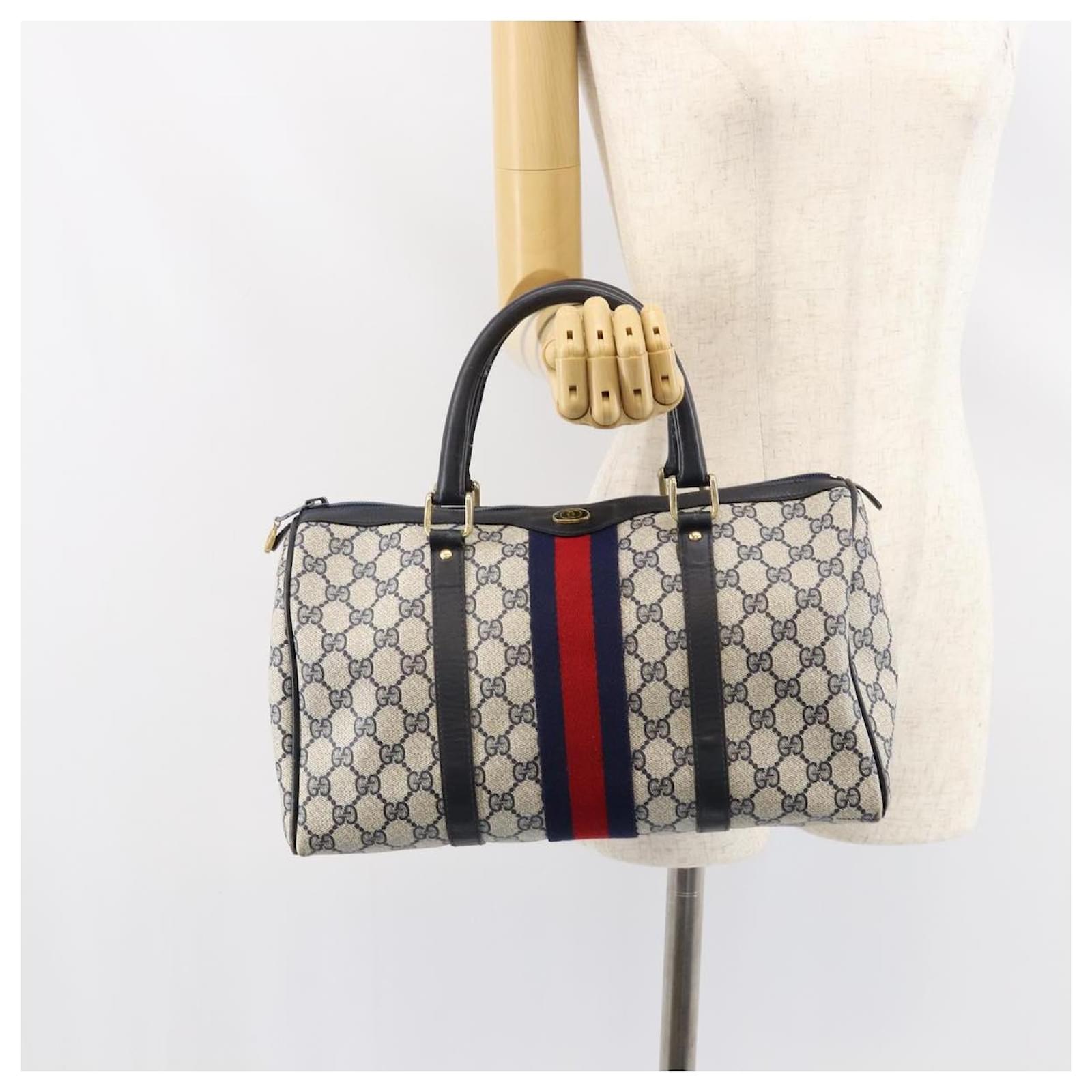Old Gucci Sherry Line GG Pattern PVC Leather Boston Bag