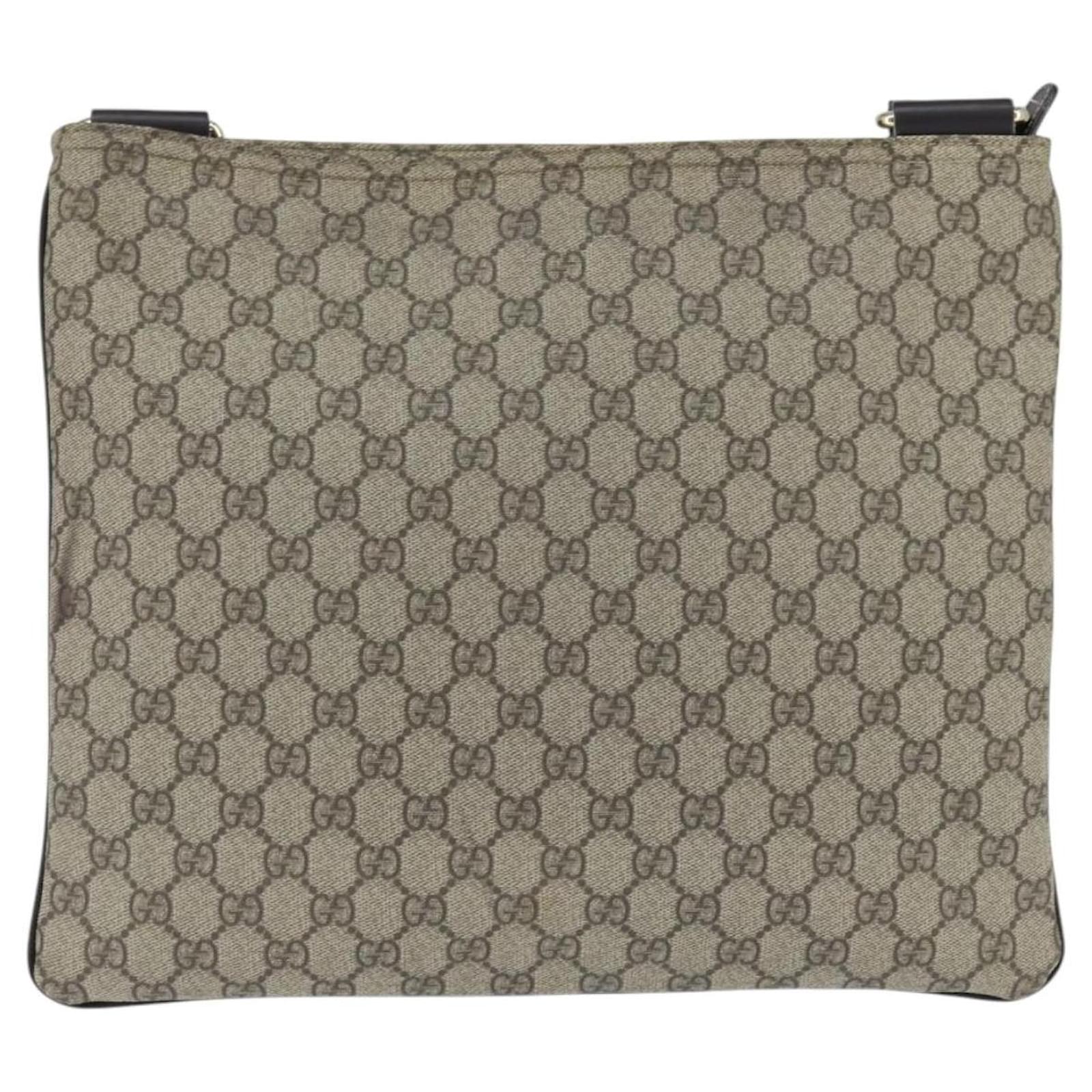 GUCCI GG Supreme Shoulder Bag PVC Beige Gold 201446 Auth 148846