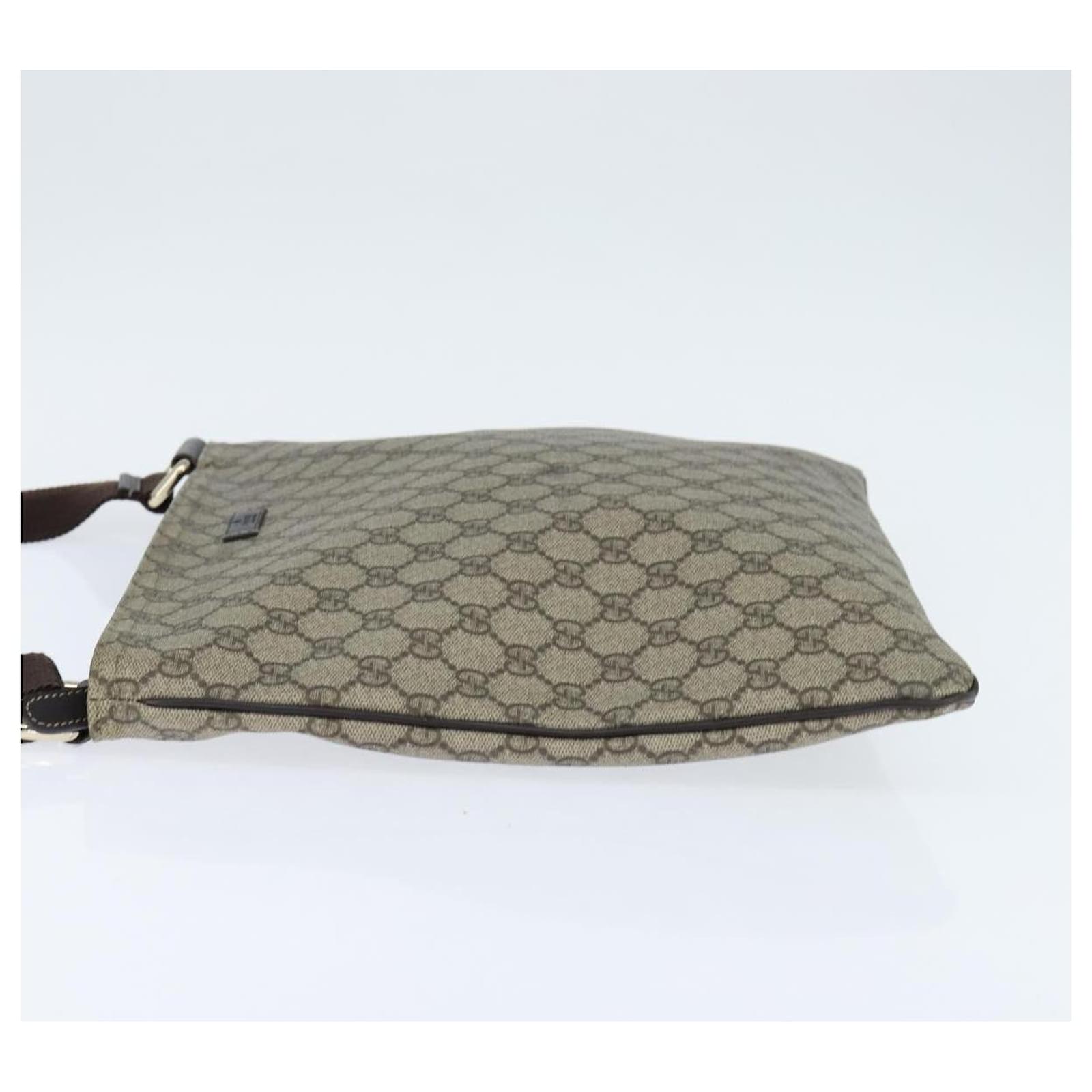 GUCCI GG Supreme Shoulder Bag PVC Beige Gold 201446 Auth 148846