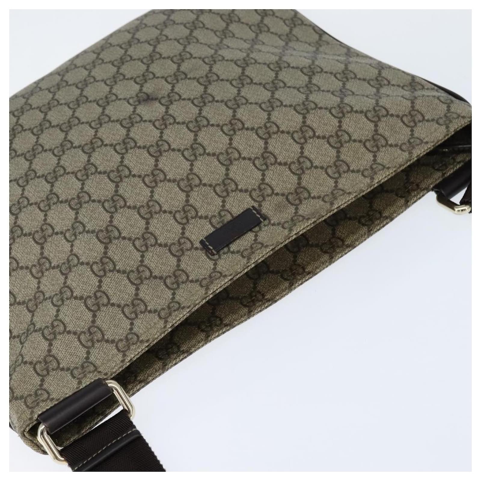 GUCCI GG Supreme Shoulder Bag PVC Beige Gold 201446 Auth 148846