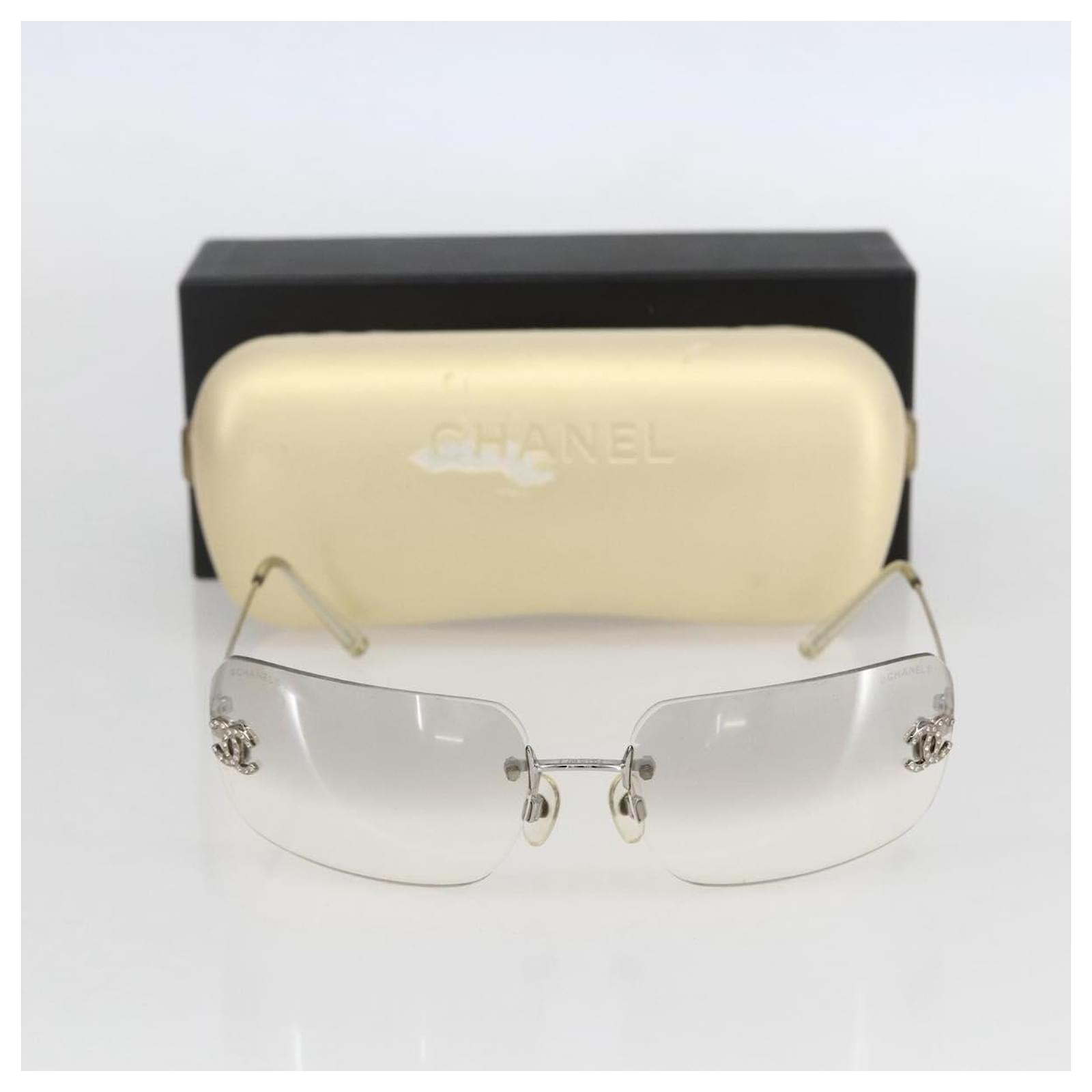 CHANEL COCO Mark Sunglasses metal Silver CC Auth yk20112V Silvery