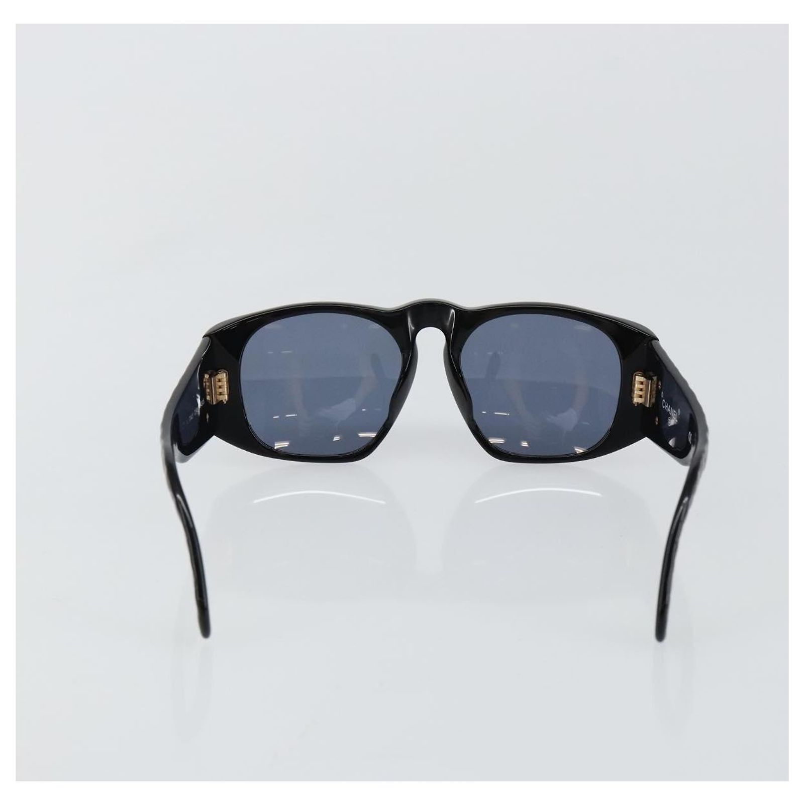 CHANEL COCO Mark Matelasse Sunglasses plastic Black CC Auth 143838